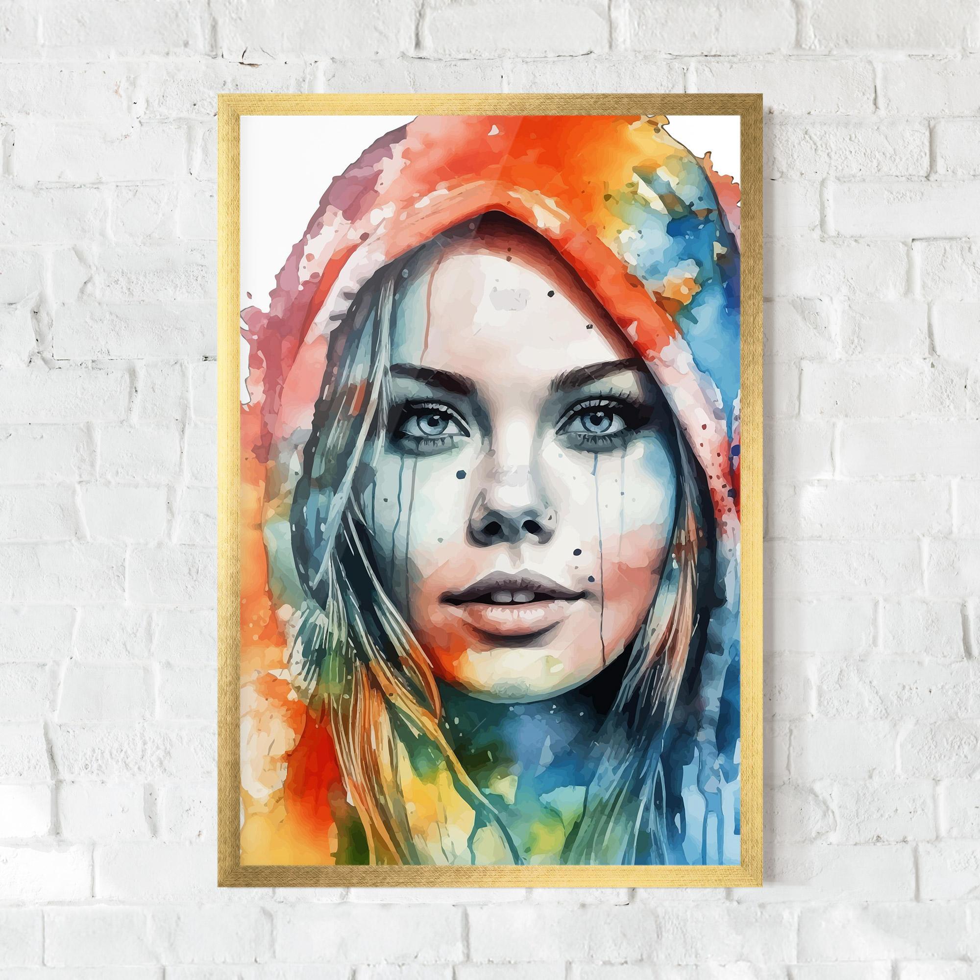 Рамкиран постер Colorful Portrait Art mockup 0
