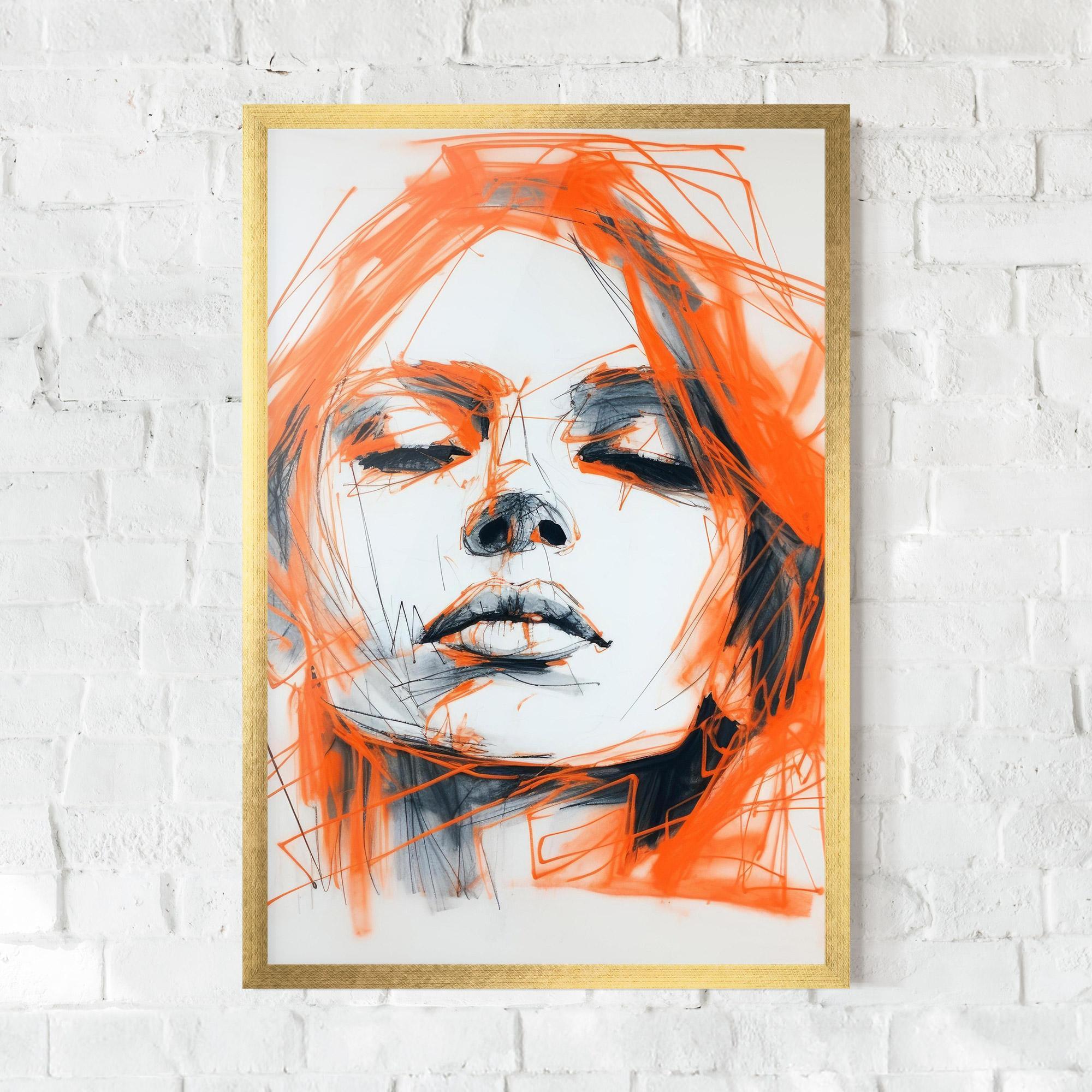 Рамкиран постер Orange Ink Drawing mockup 0