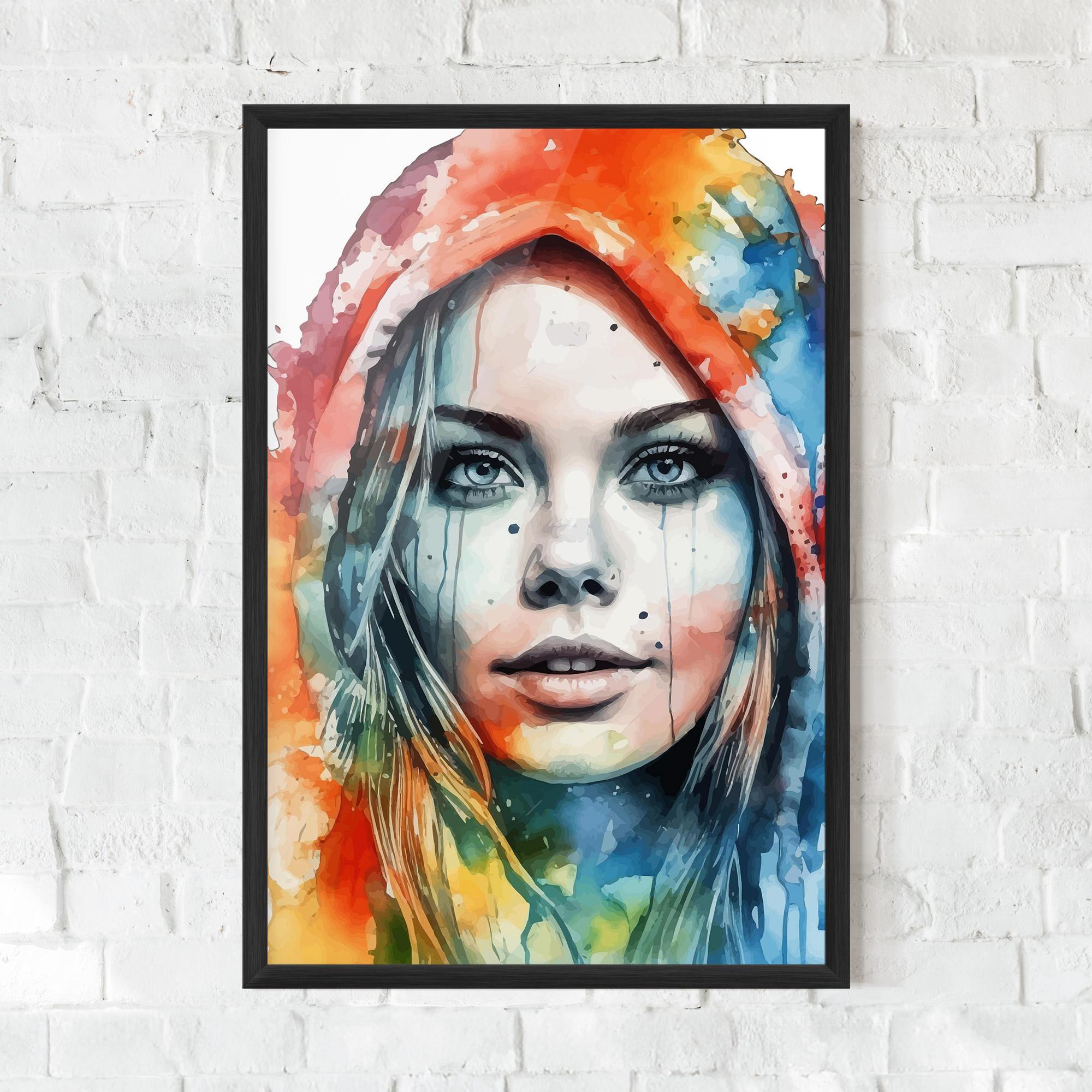 Рамкиран постер Colorful Portrait Art mockup 0
