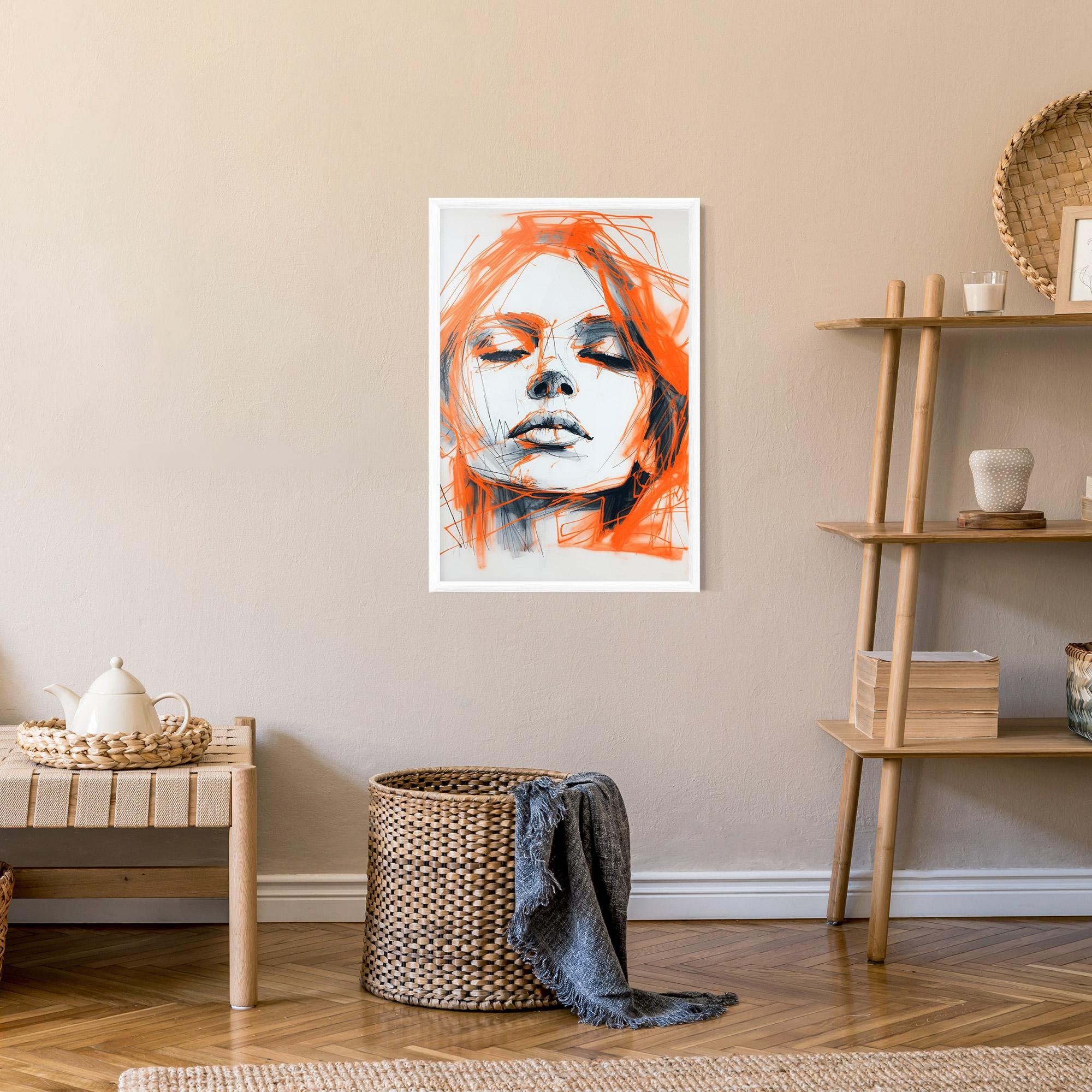 Рамкиран постер Orange Ink Drawing mockup 9
