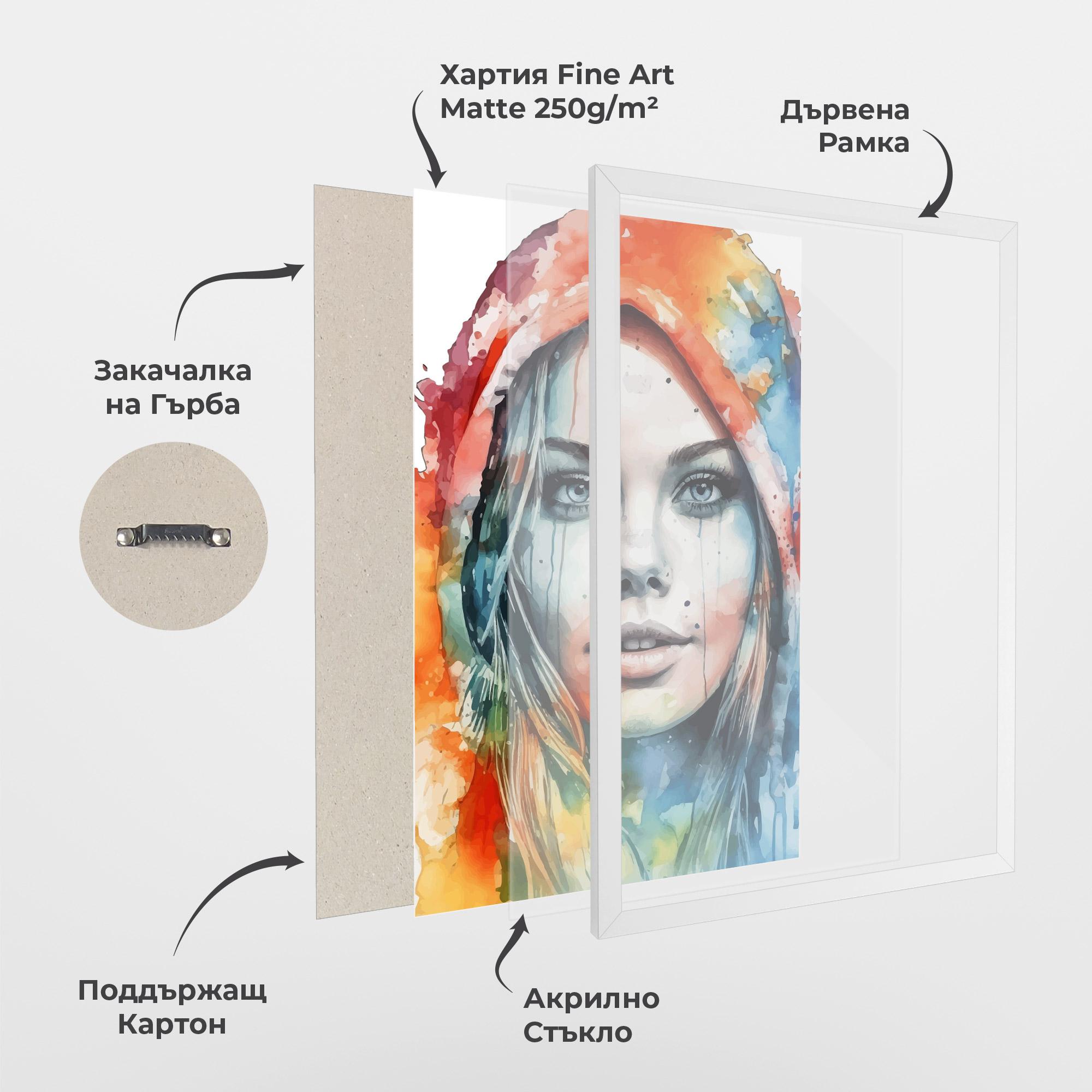 Рамкиран постер Colorful Portrait Art mockup 1