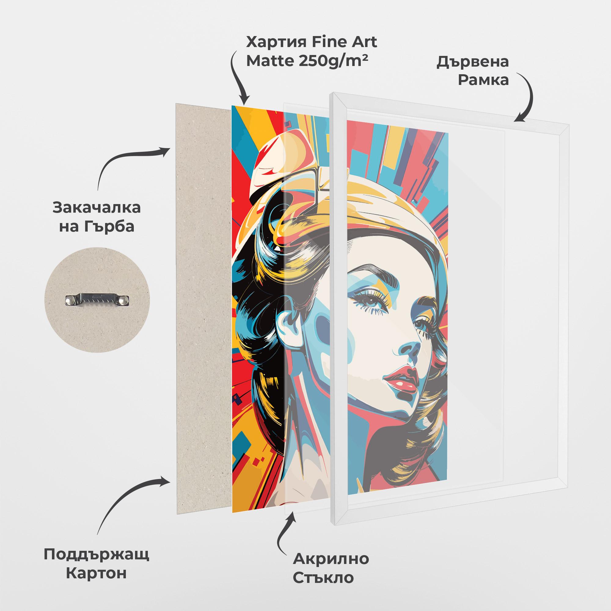 Рамкиран постер Colorful Portrait Lady mockup 1