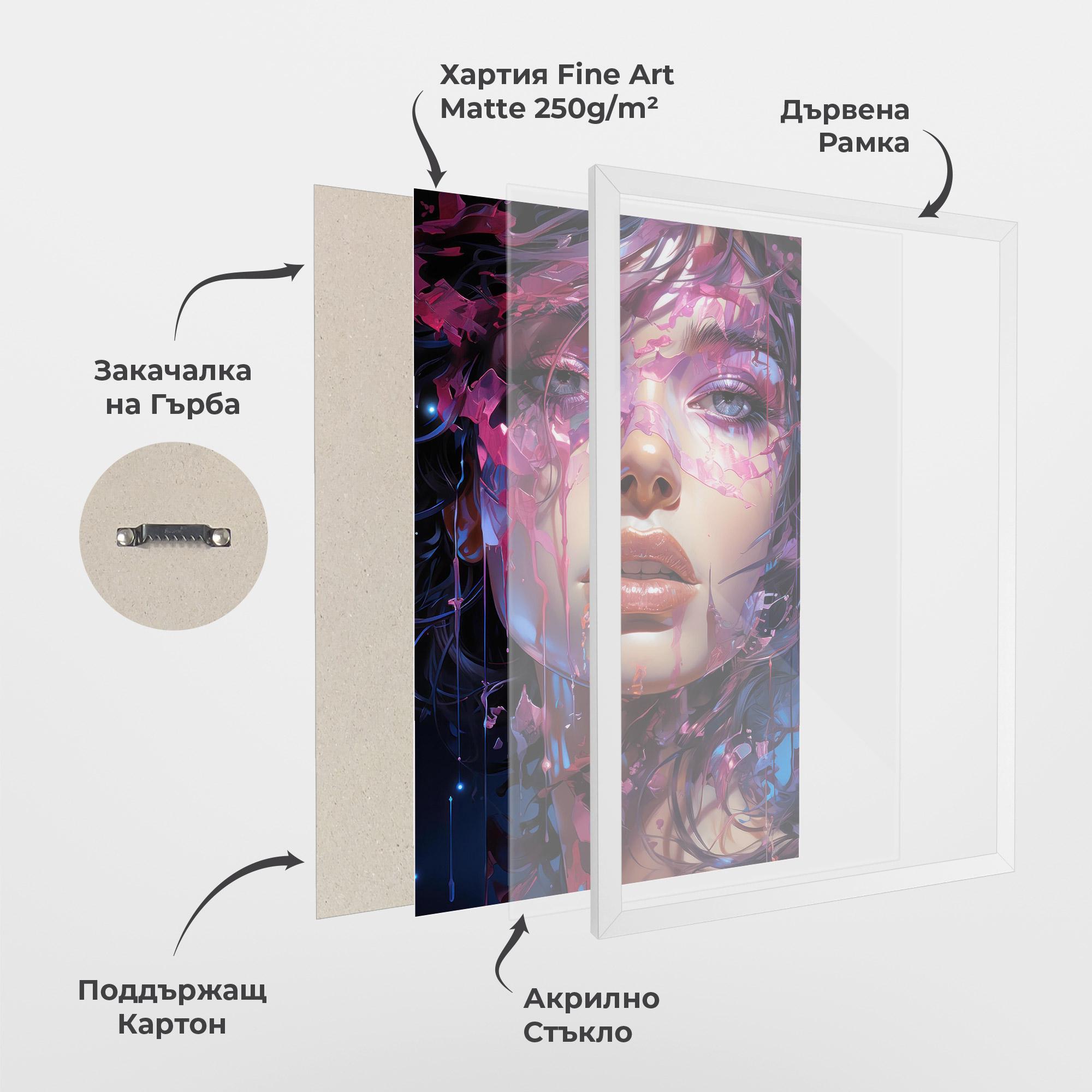 Рамкиран постер Cute Purple Girl mockup 1