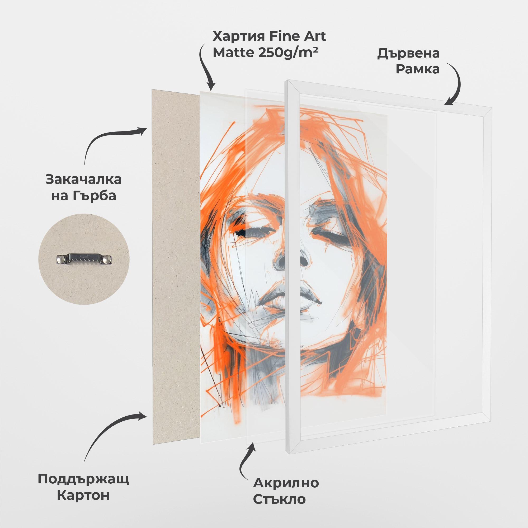 Рамкиран постер Orange Ink Drawing mockup 1