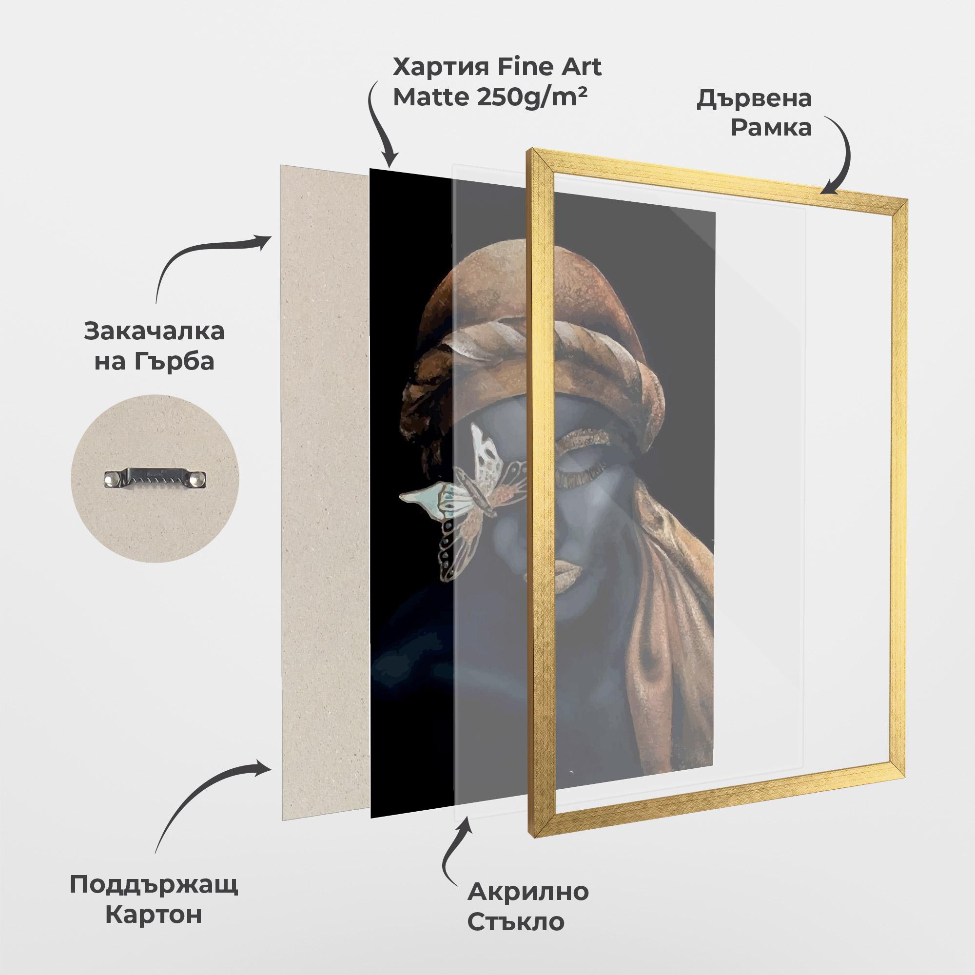 Рамкиран постер Butterfly Lady mockup 1