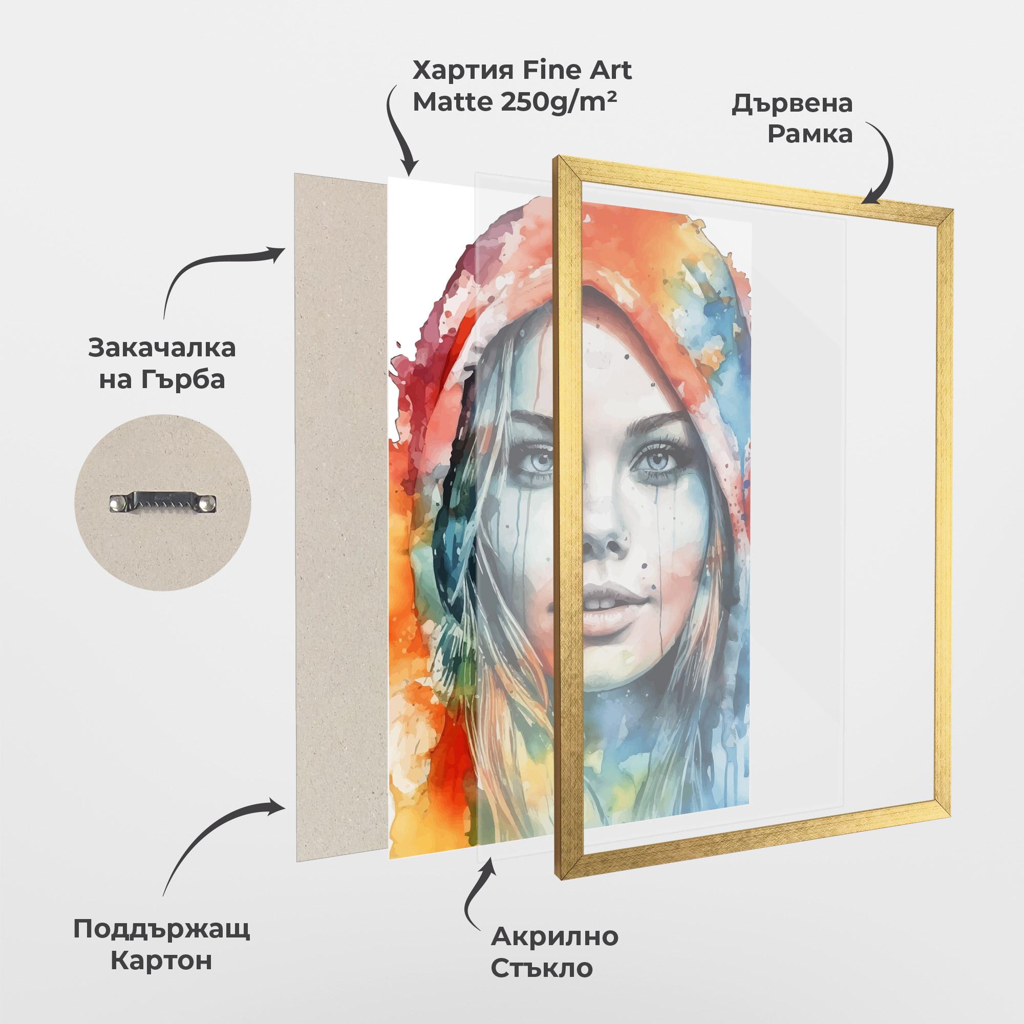 Рамкиран постер Colorful Portrait Art mockup 1