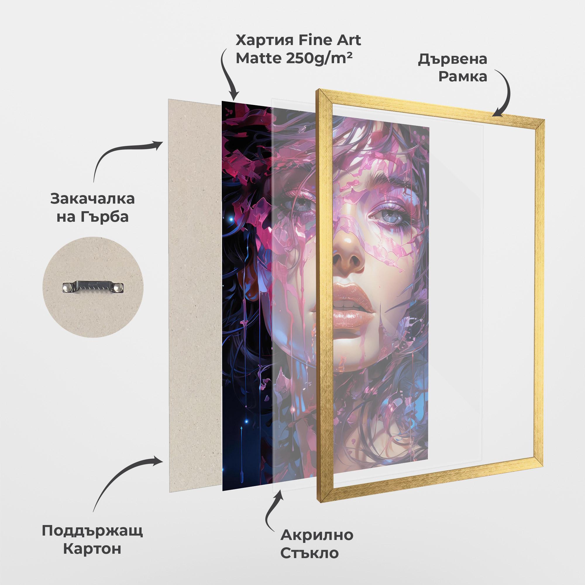 Рамкиран постер Cute Purple Girl mockup 1