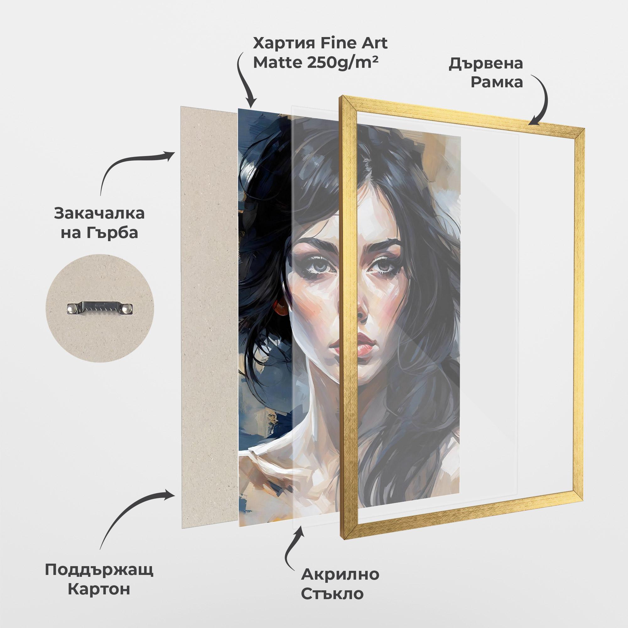 Рамкиран постер Long Black Hair Portrait mockup 1