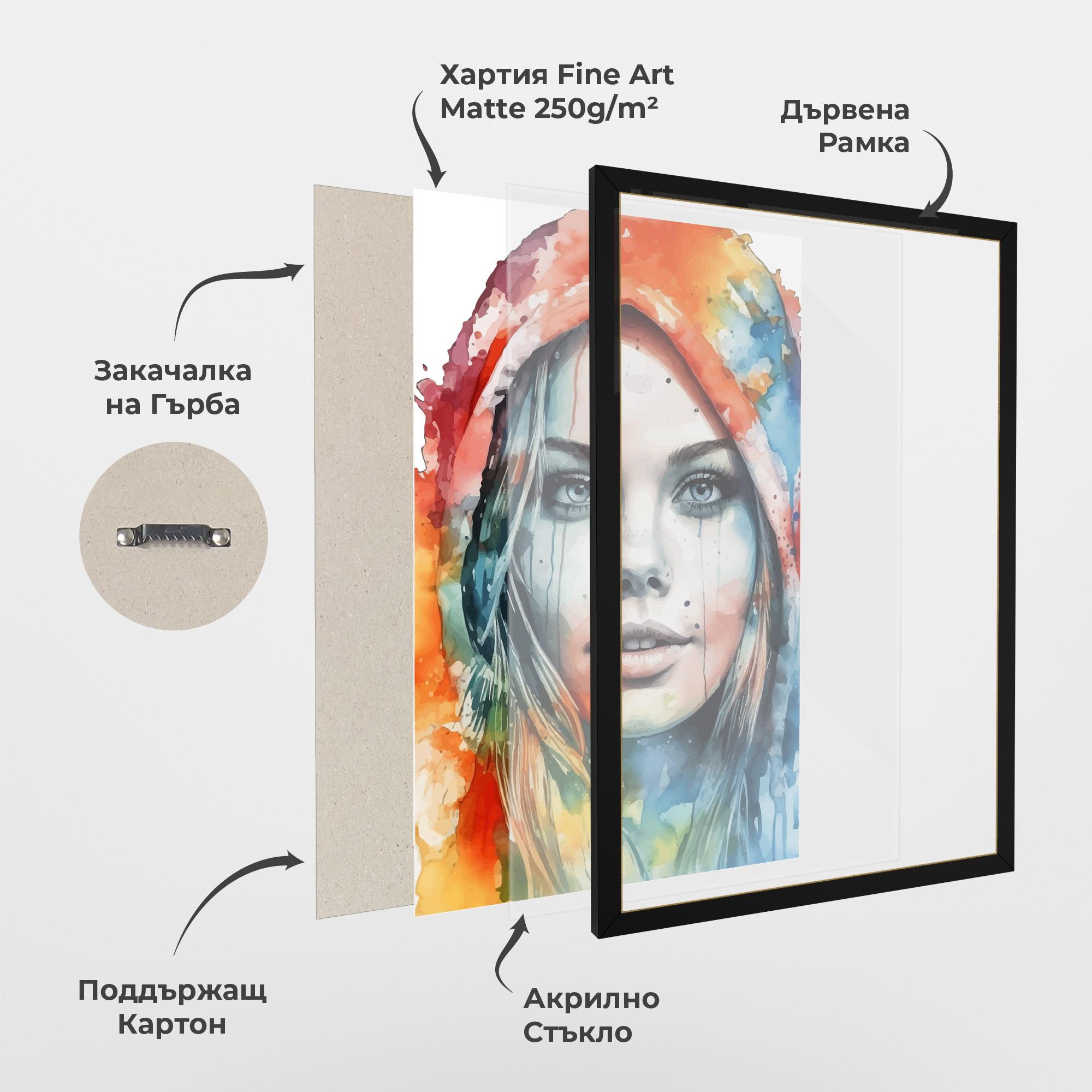 Рамкиран постер Colorful Portrait Art mockup 1