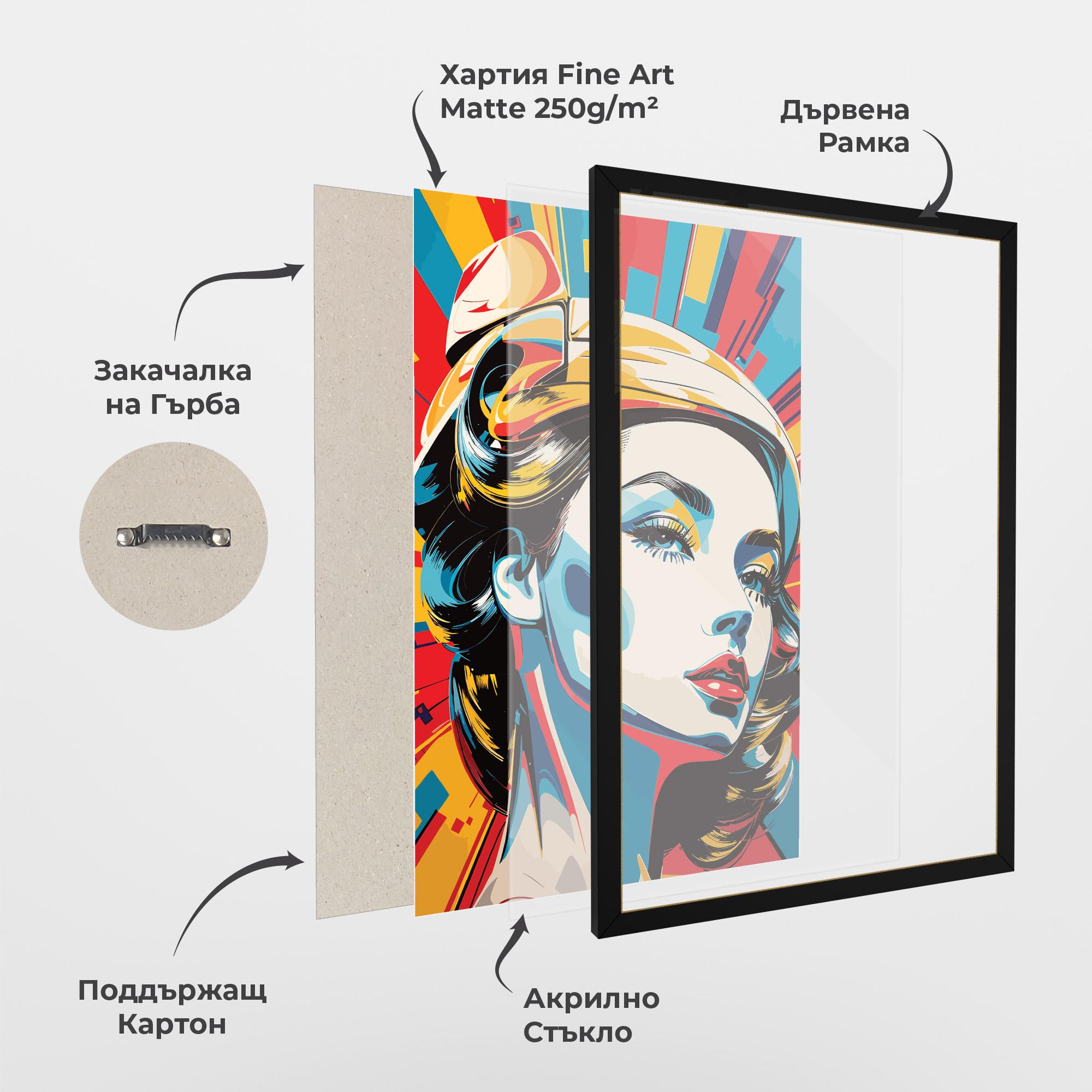 Рамкиран постер Colorful Portrait Lady mockup 1