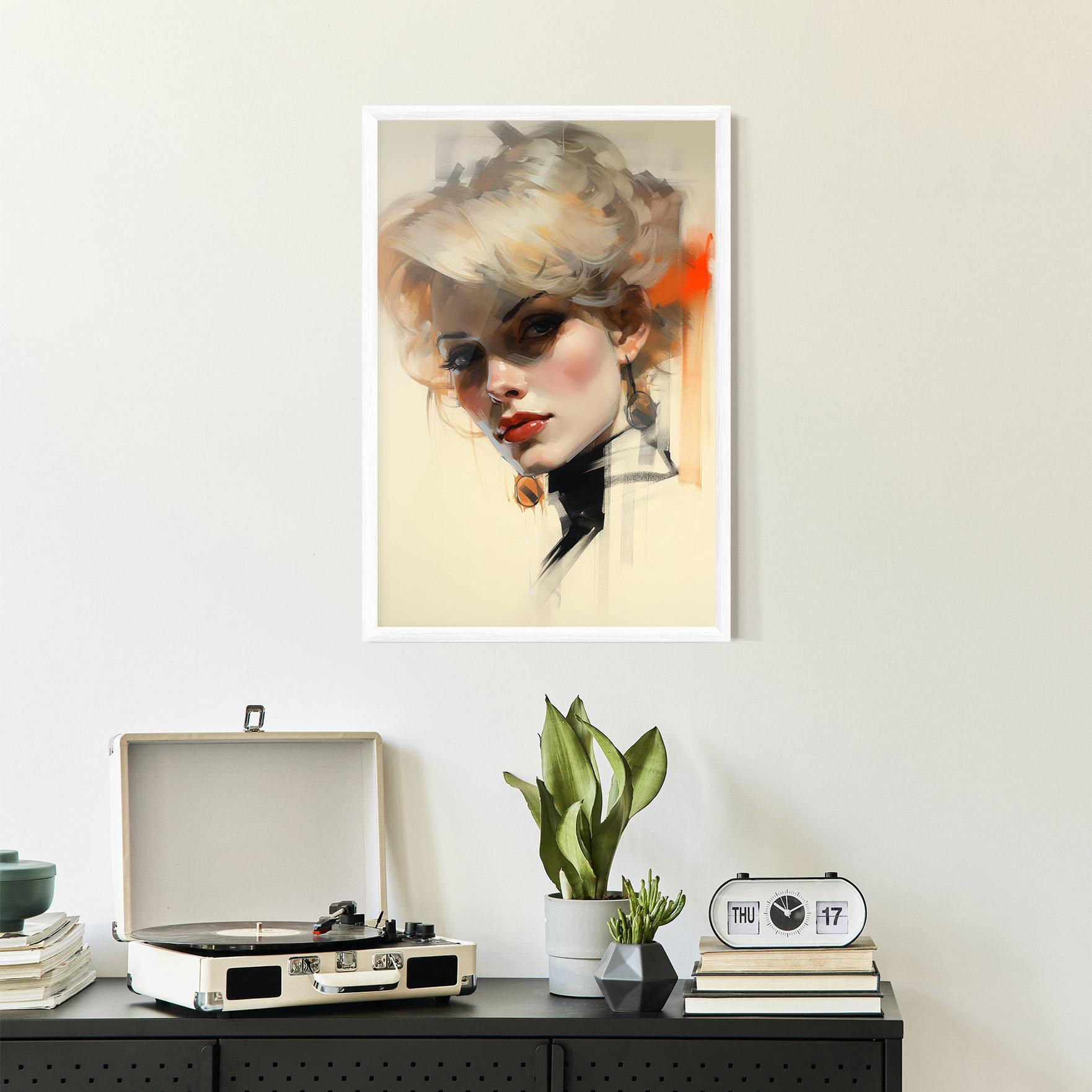 Рамкиран постер Rockabilly Blonde Girl mockup 2