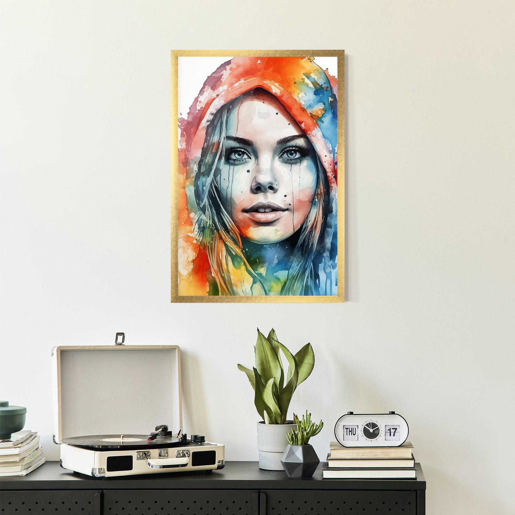 Рамкиран постер Colorful Portrait Art mockup 2