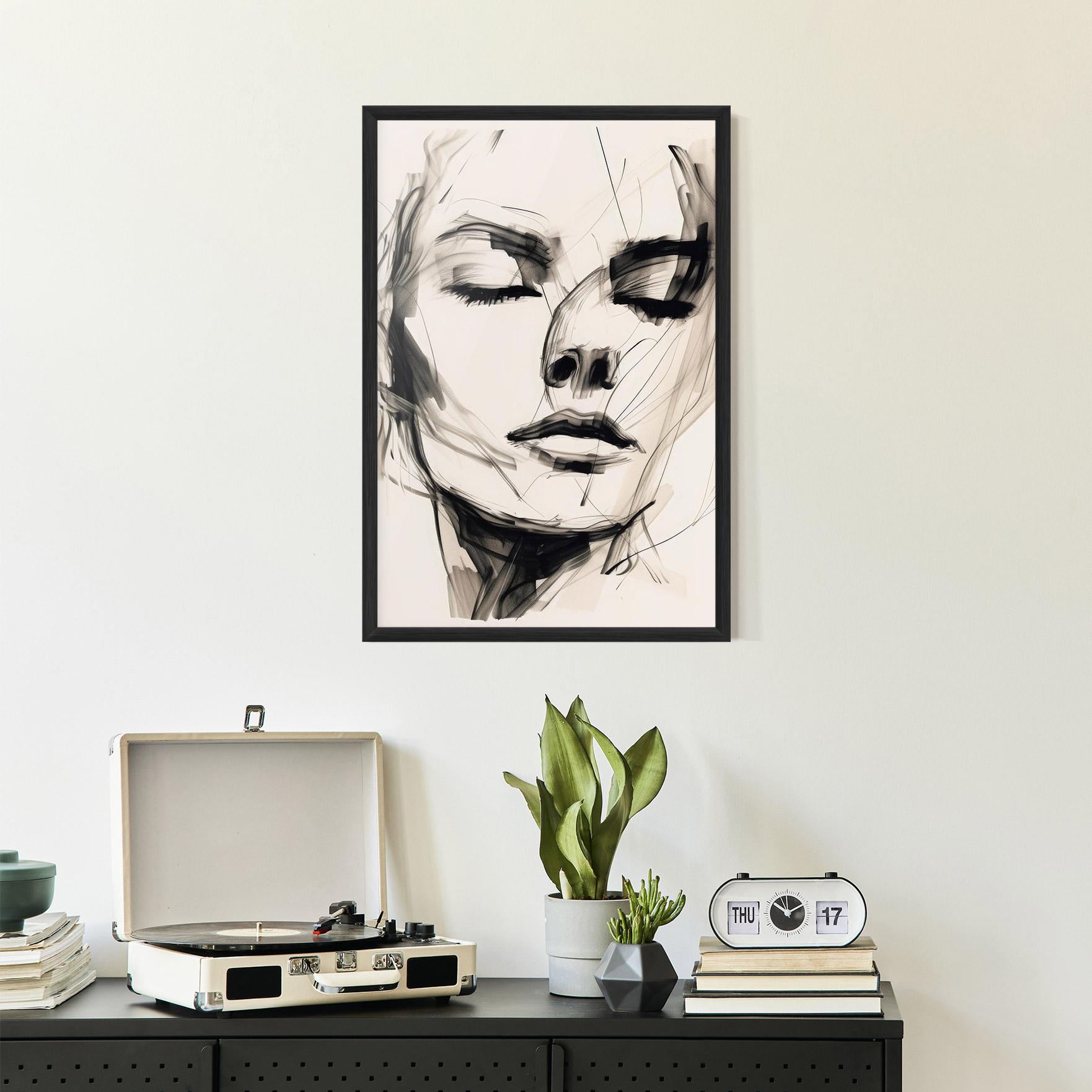 Рамкиран постер Continuous Line Woman mockup 2