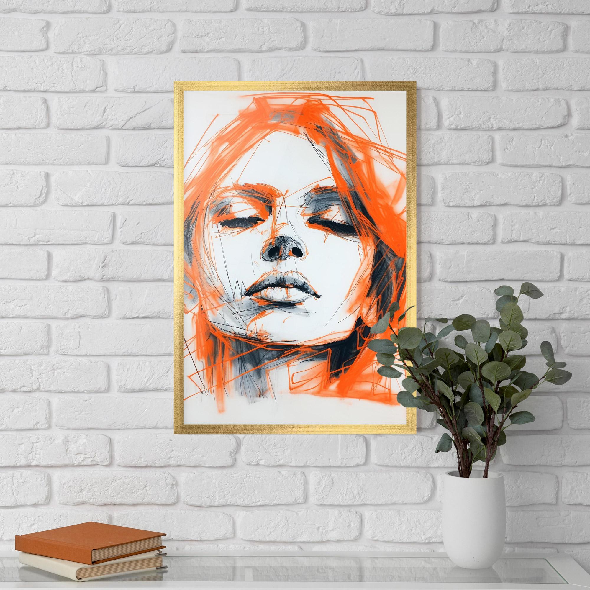 Рамкиран постер Orange Ink Drawing mockup 5
