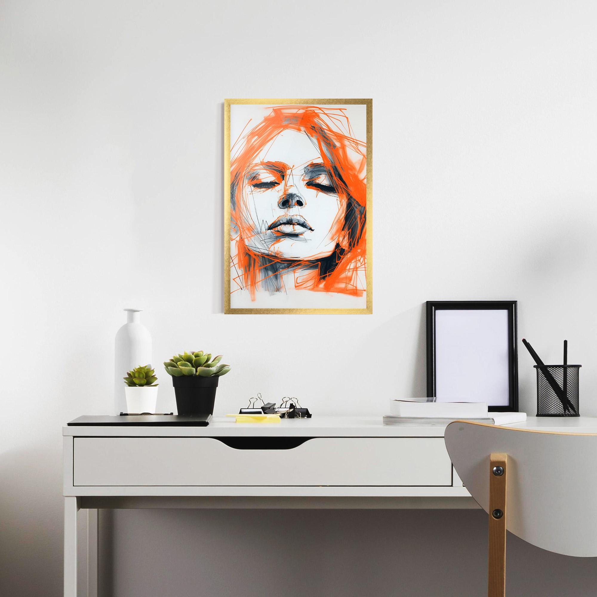 Рамкиран постер Orange Ink Drawing mockup 7