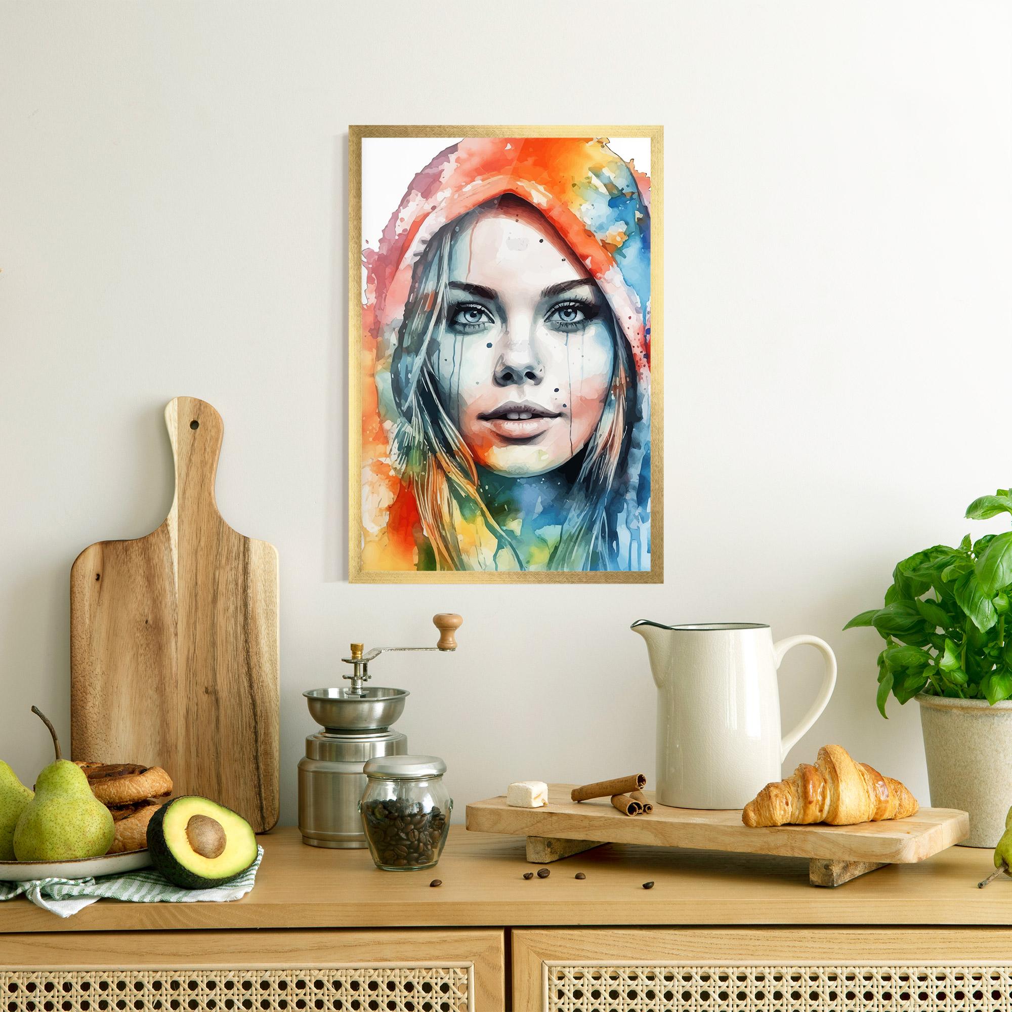 Рамкиран постер Colorful Portrait Art mockup 8