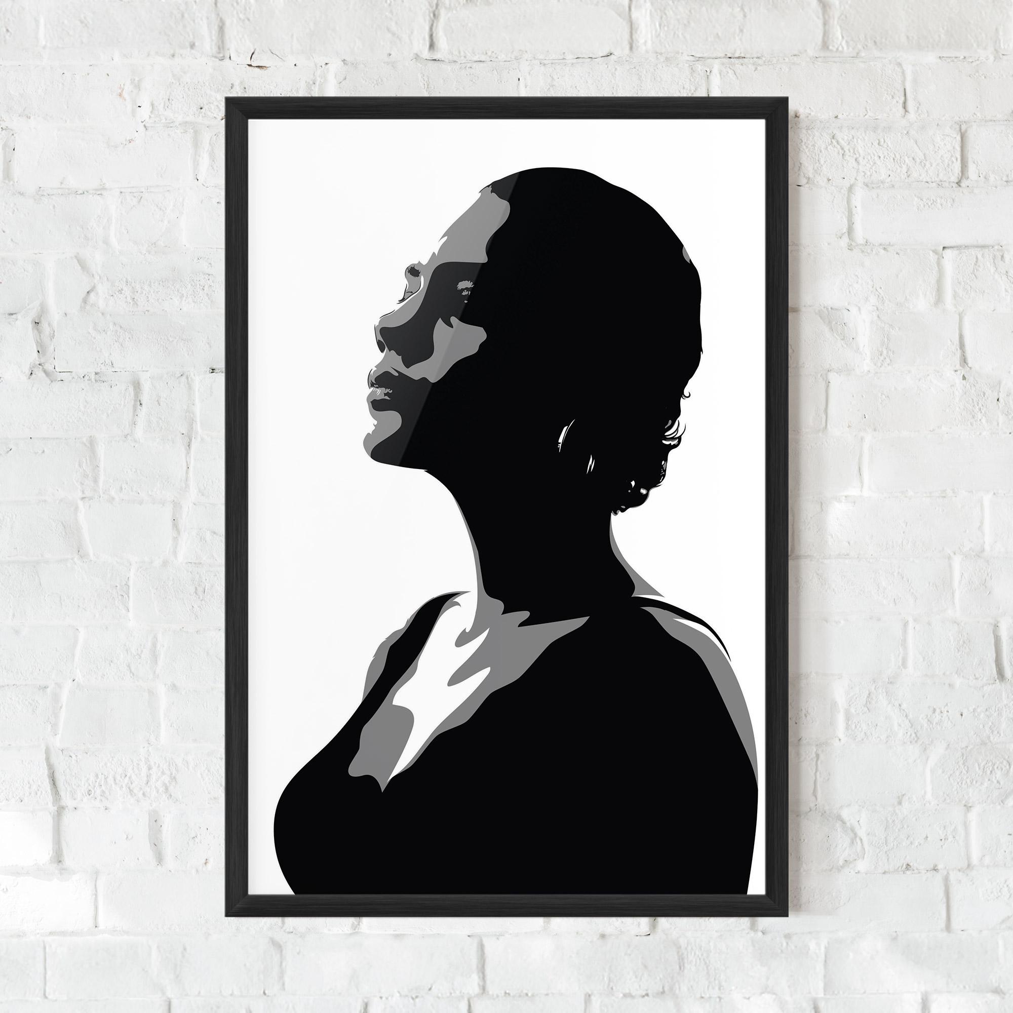 Рамкиран постер Black Woman Shilouette mockup 0