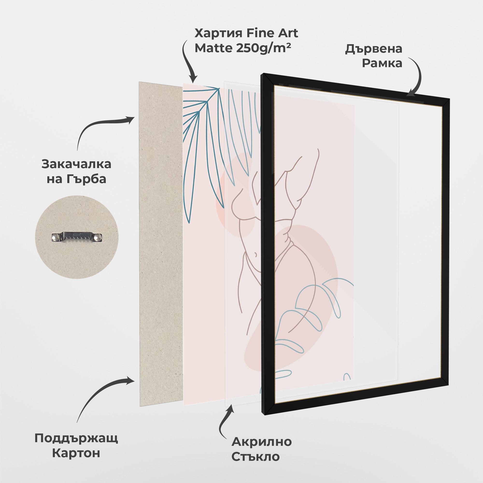 Рамкиран постер Body Line Leaf mockup 1