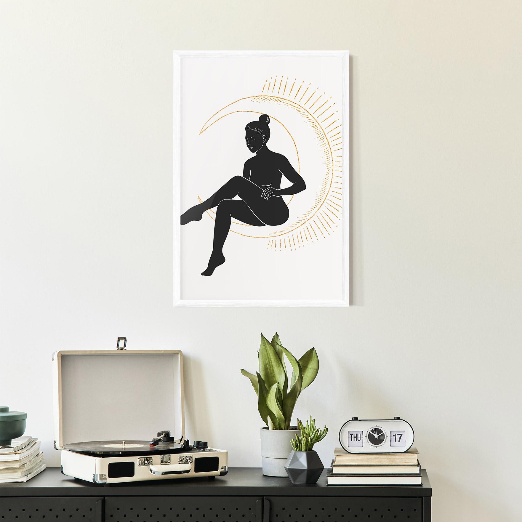 Рамкиран постер Sitting On The Moon mockup 2