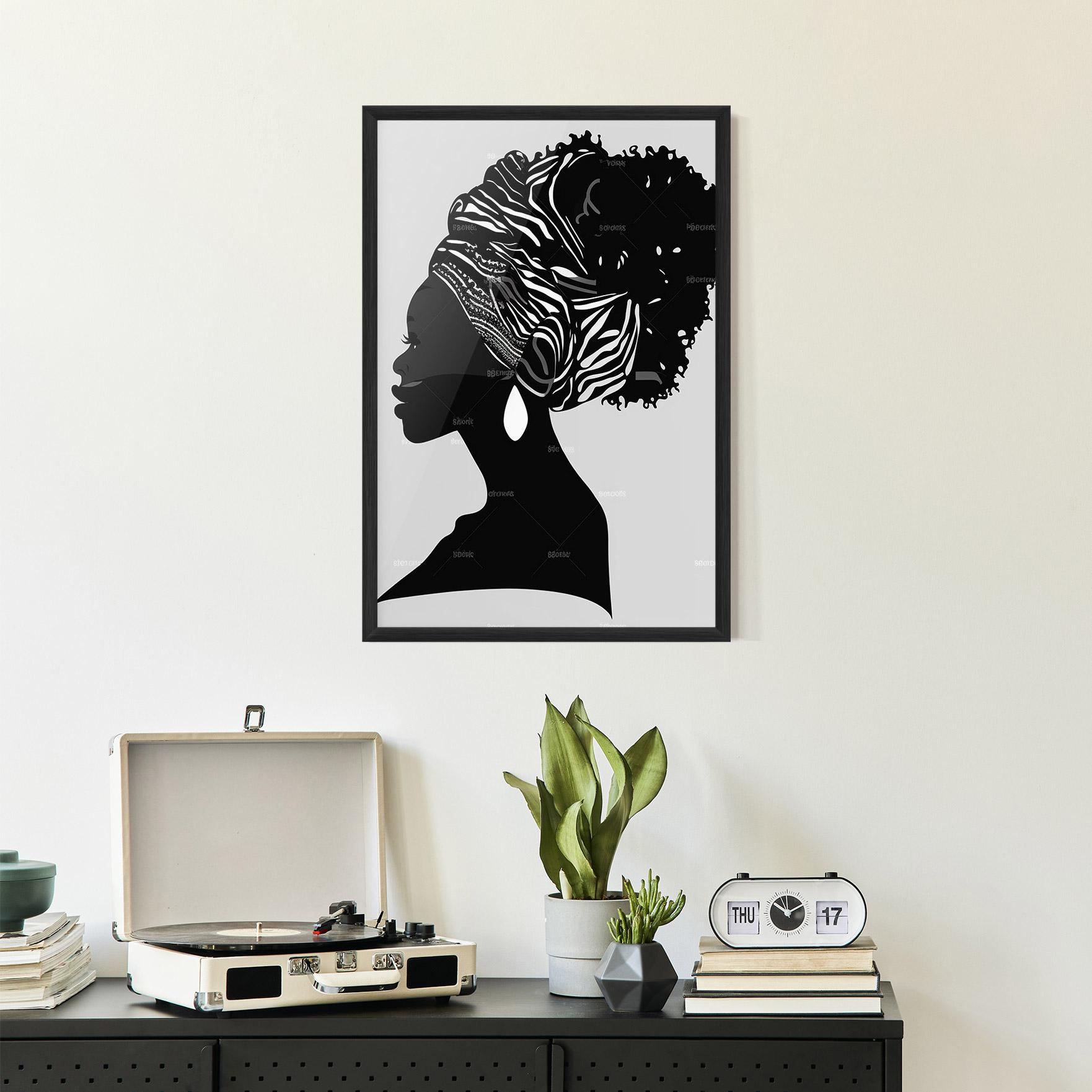 Рамкиран постер Black Woman Silhouette mockup 2