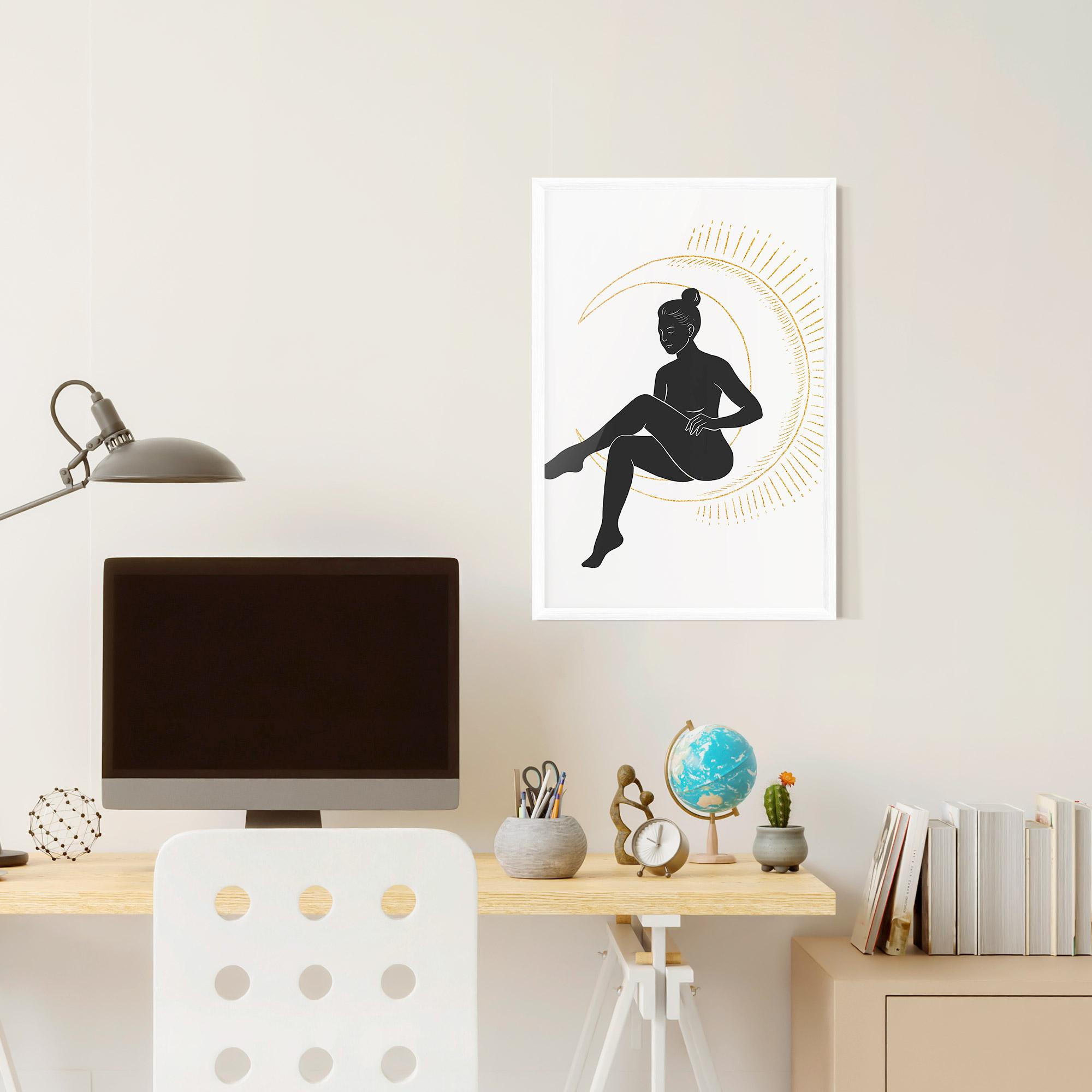 Рамкиран постер Sitting On The Moon mockup 6