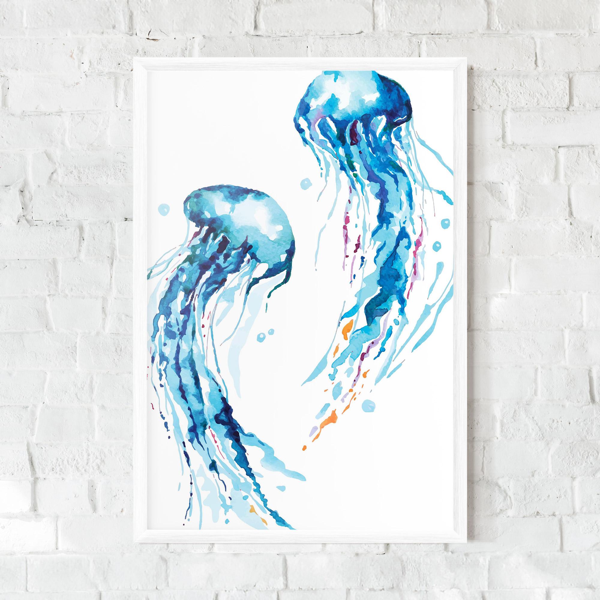 Рамкиран постер Jellyfish Watercolor mockup 0