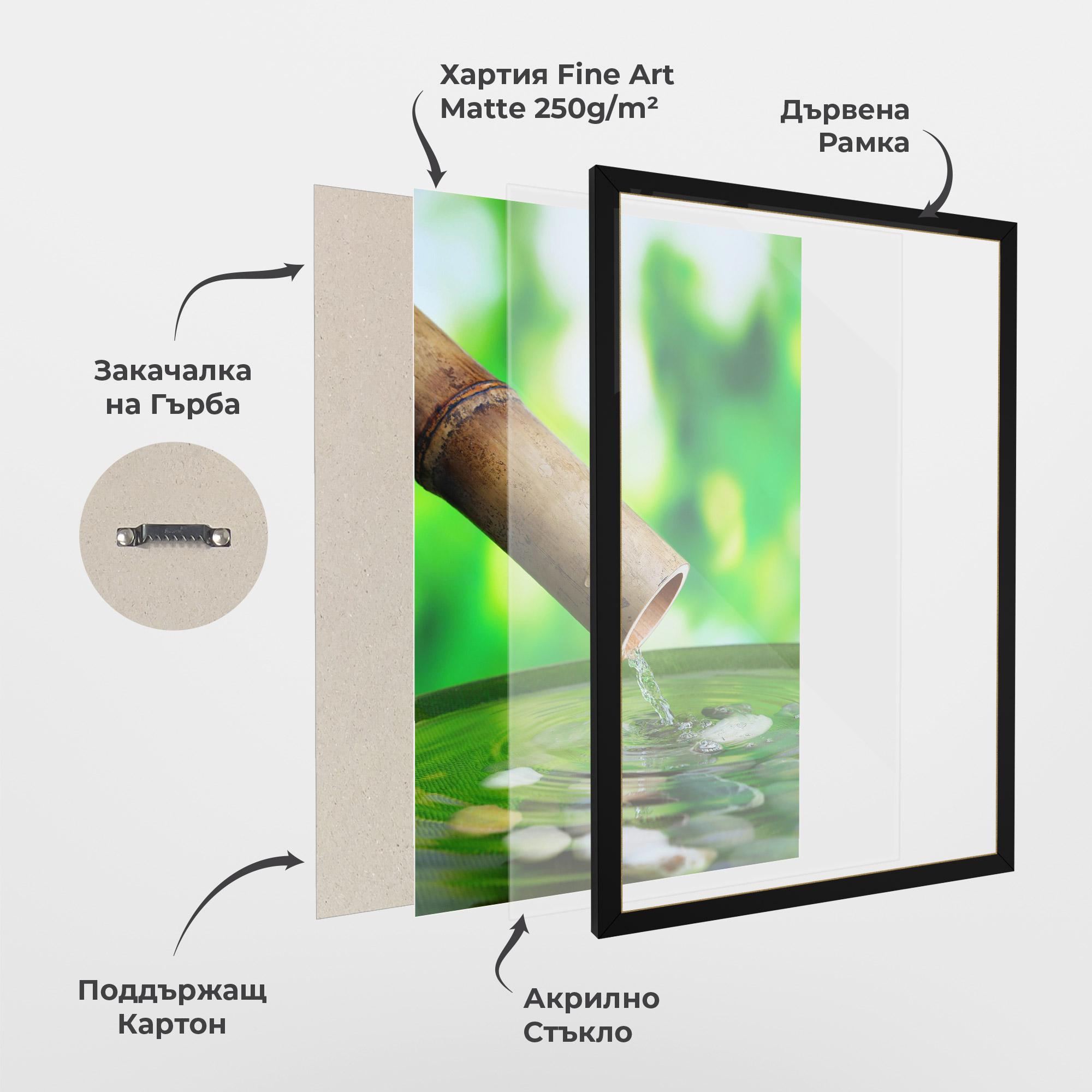 Рамкиран постер Bamboo Fountain mockup 1