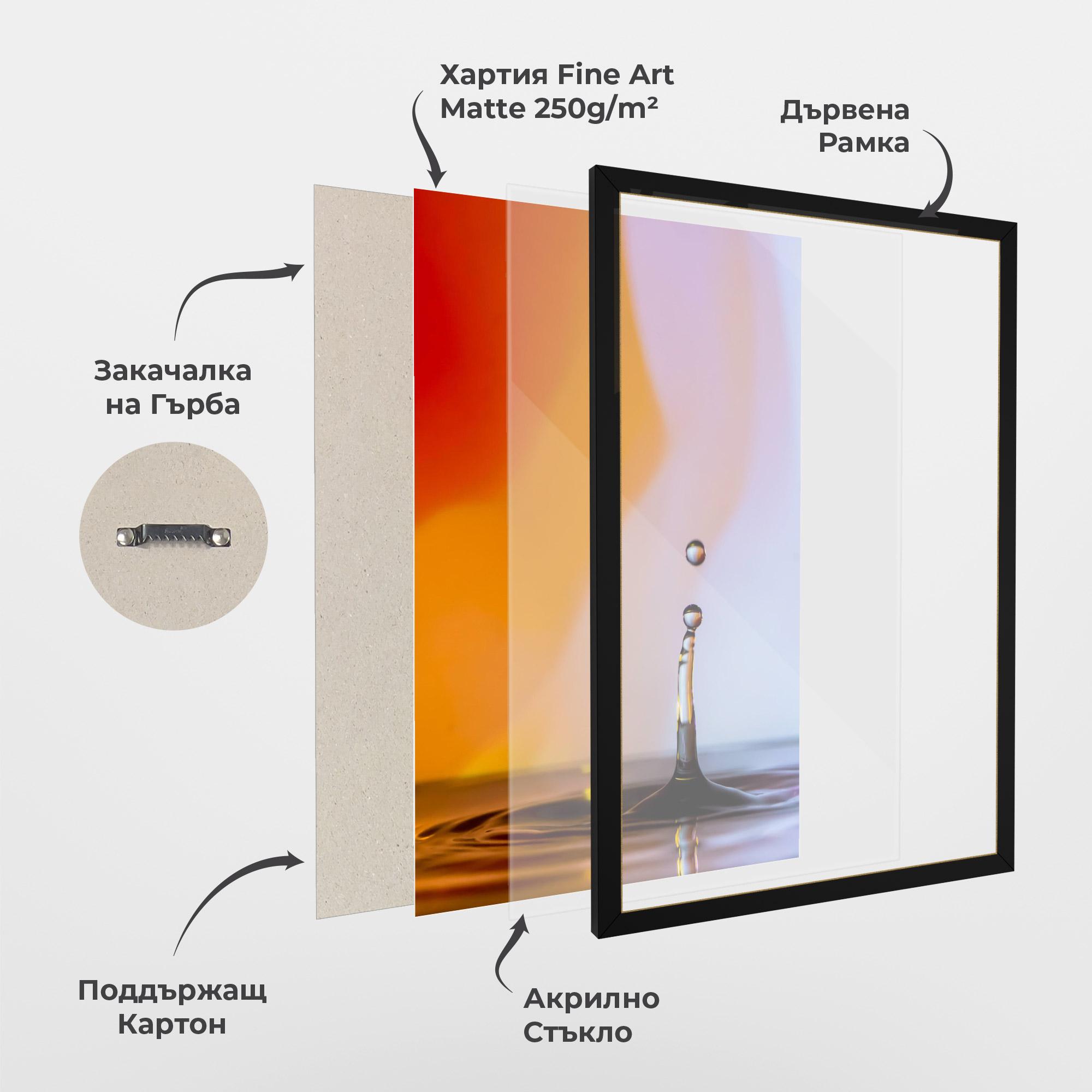 Рамкиран постер Orange Light Drop mockup 1