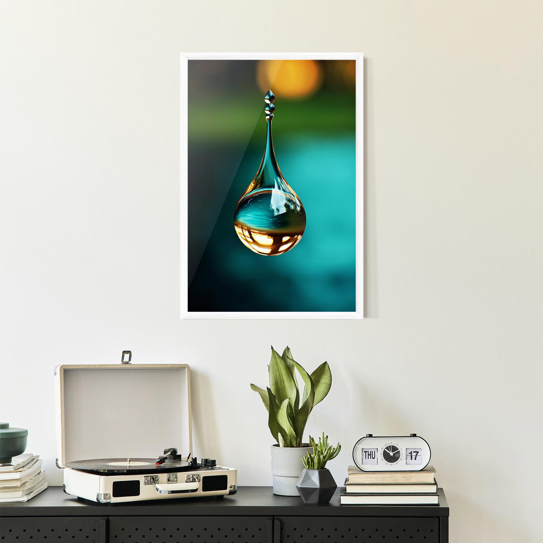 Рамкиран постер Big Green Drop mockup 2