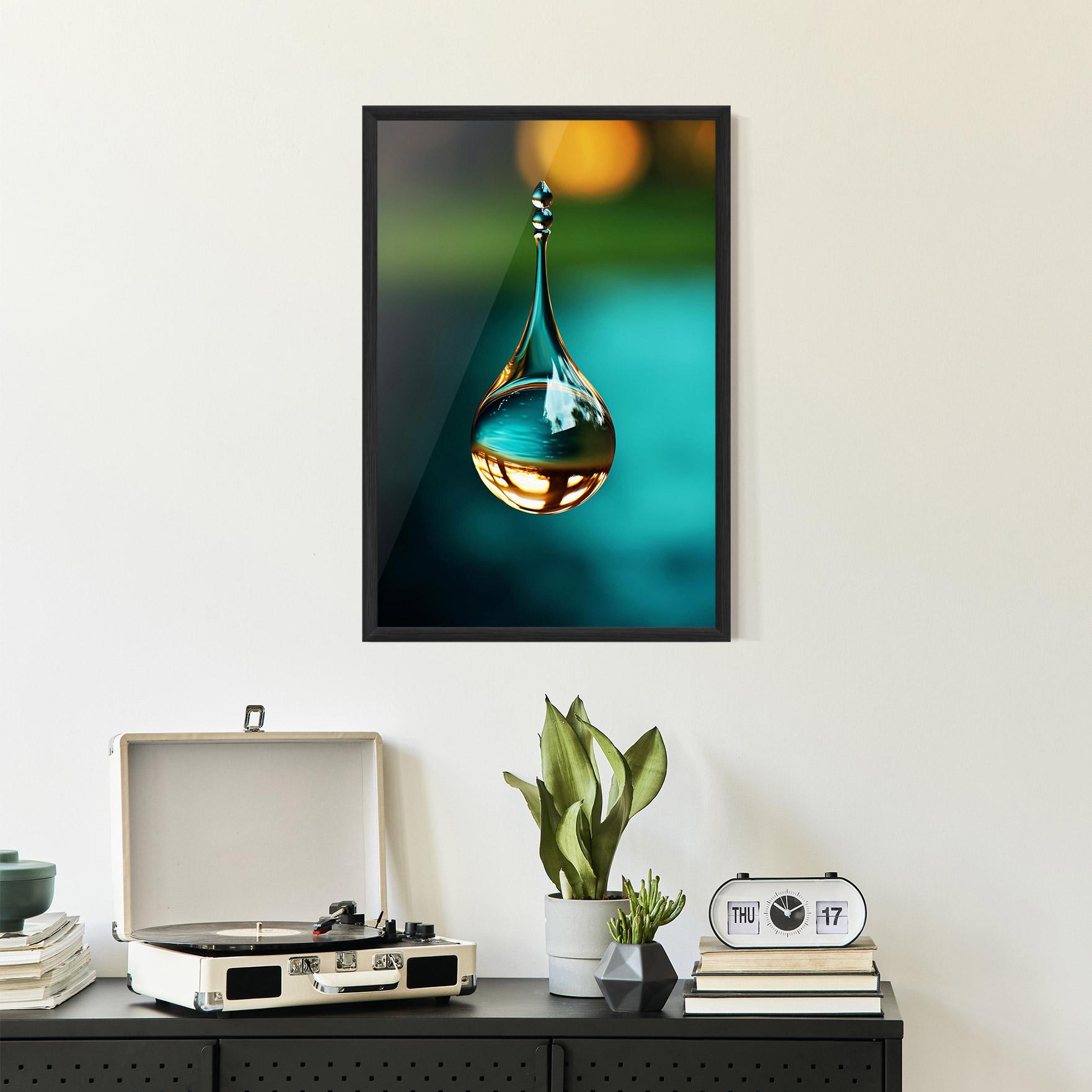 Рамкиран постер Big Green Drop mockup 2