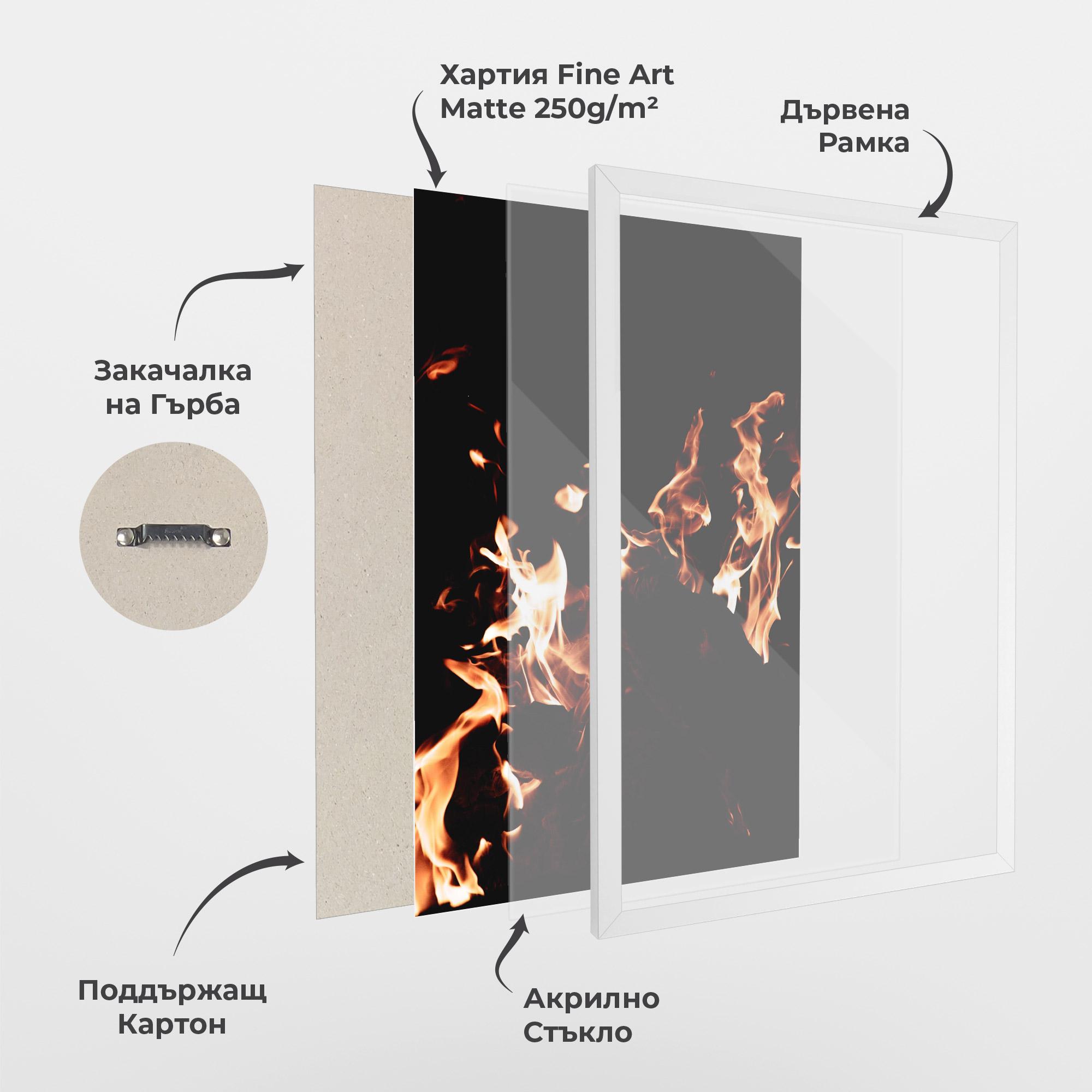 Рамкиран постер Red Grey Fire mockup 1