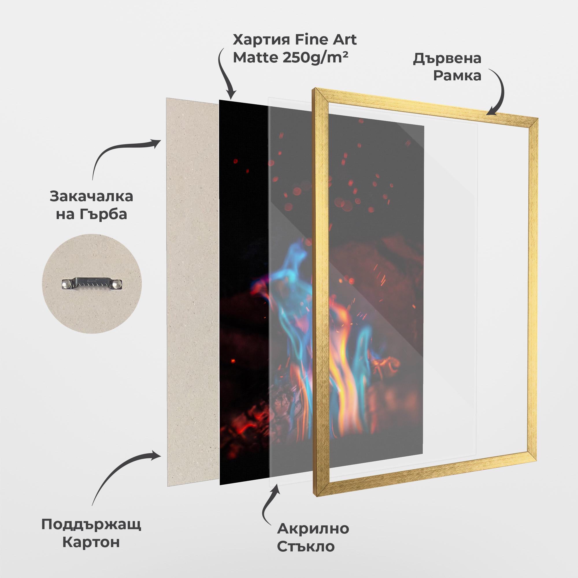 Рамкиран постер Blue Orange Fire mockup 1