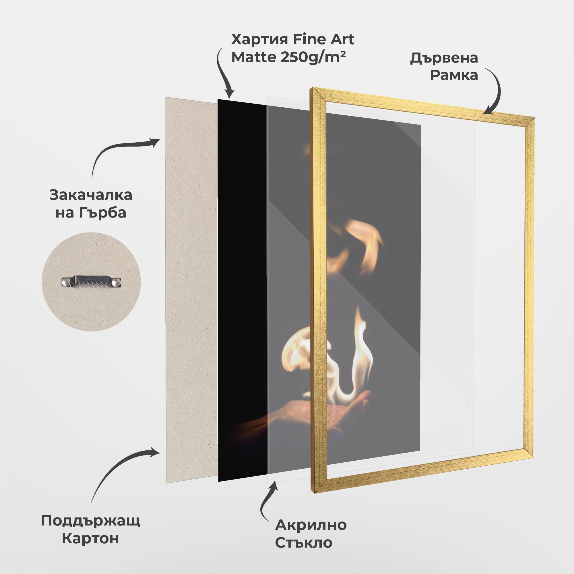 Рамкиран постер White Orange Fire mockup 1