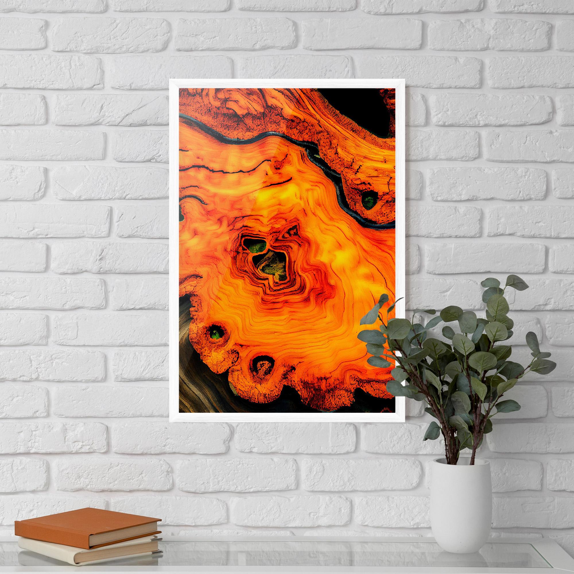 Рамкиран постер Fire Wood Texture mockup 5