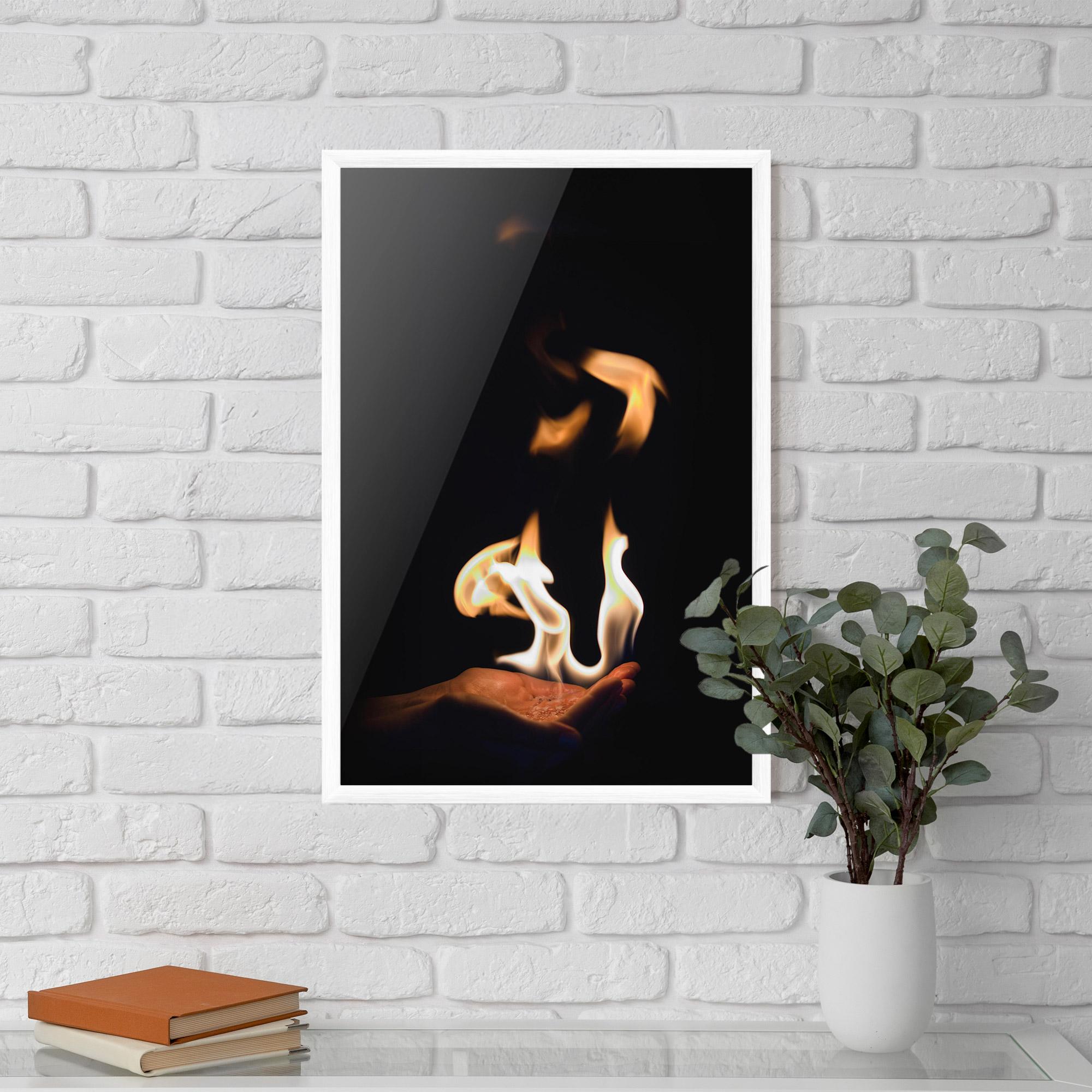 Рамкиран постер White Orange Fire mockup 5
