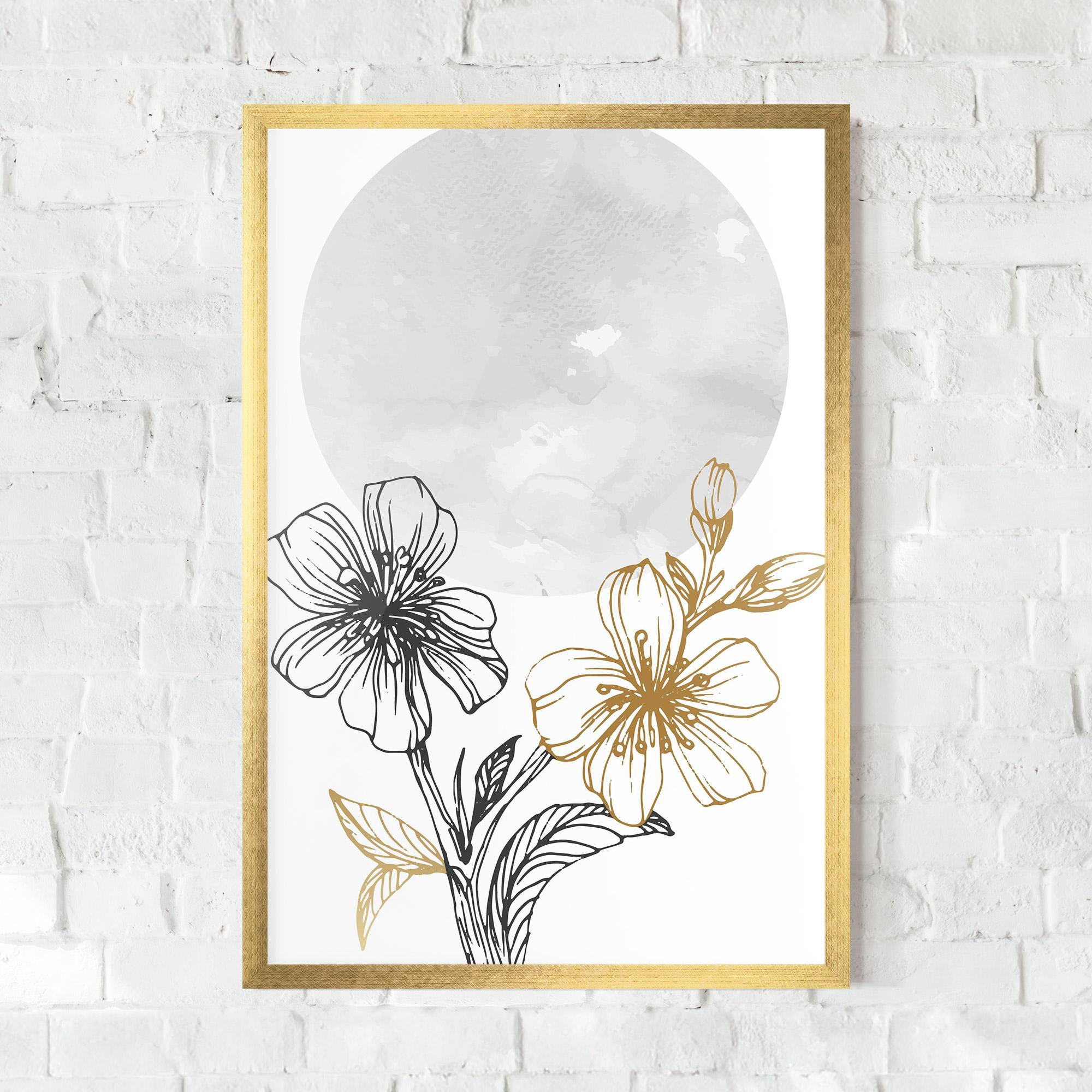 Рамкиран постер Grey Moon Flowers mockup 0