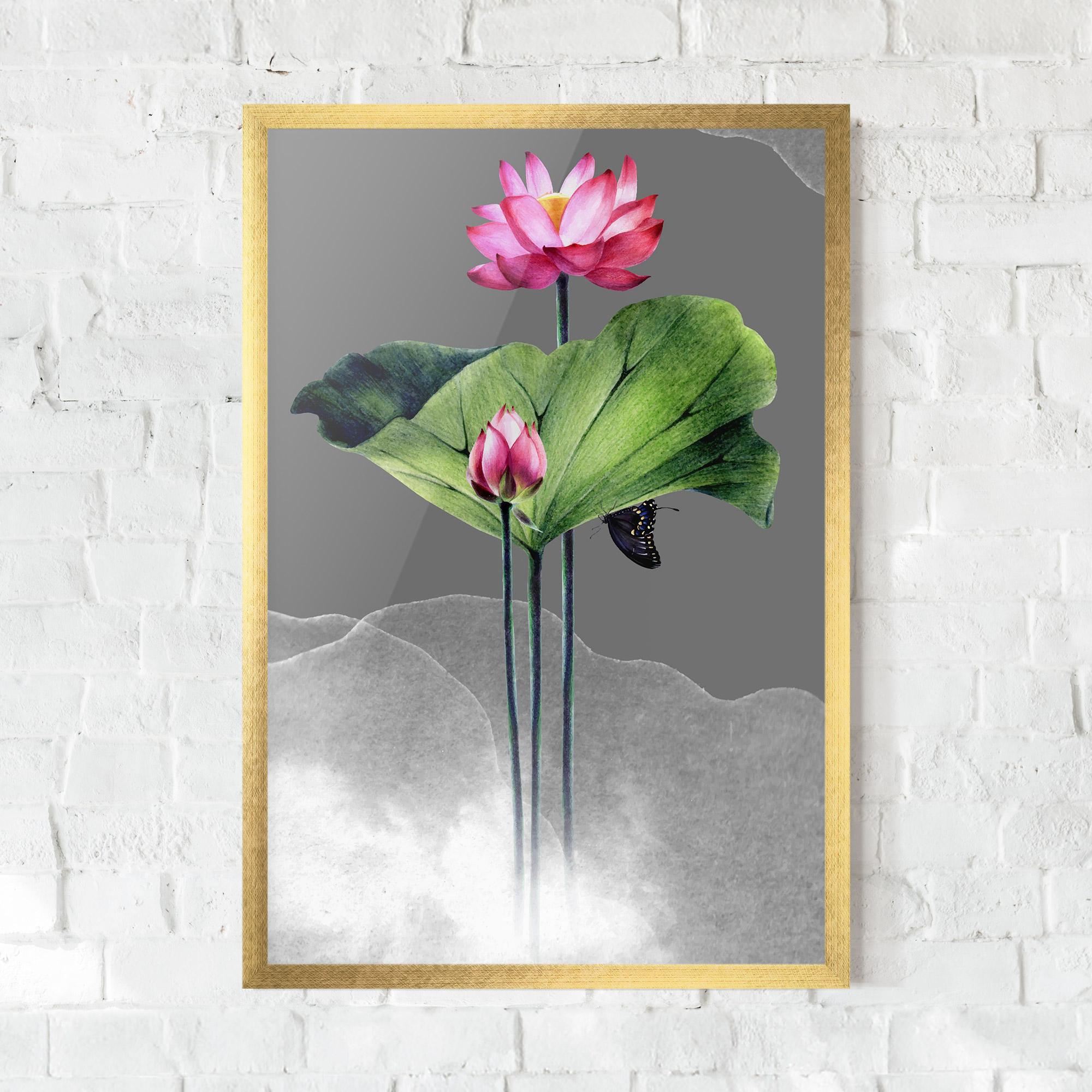 Рамкиран постер Pink Lotus Art mockup 0