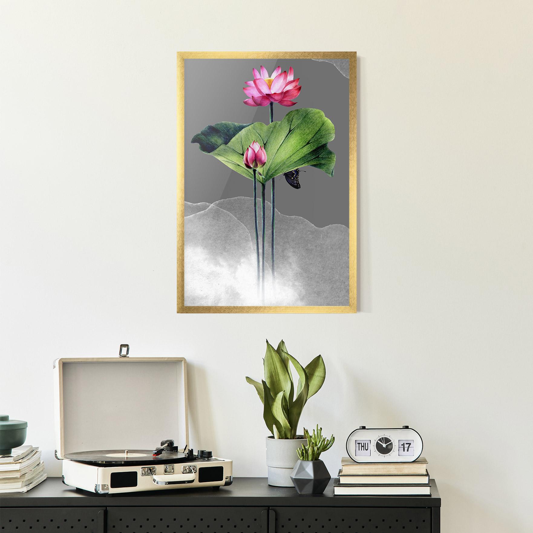 Рамкиран постер Pink Lotus Art mockup 2
