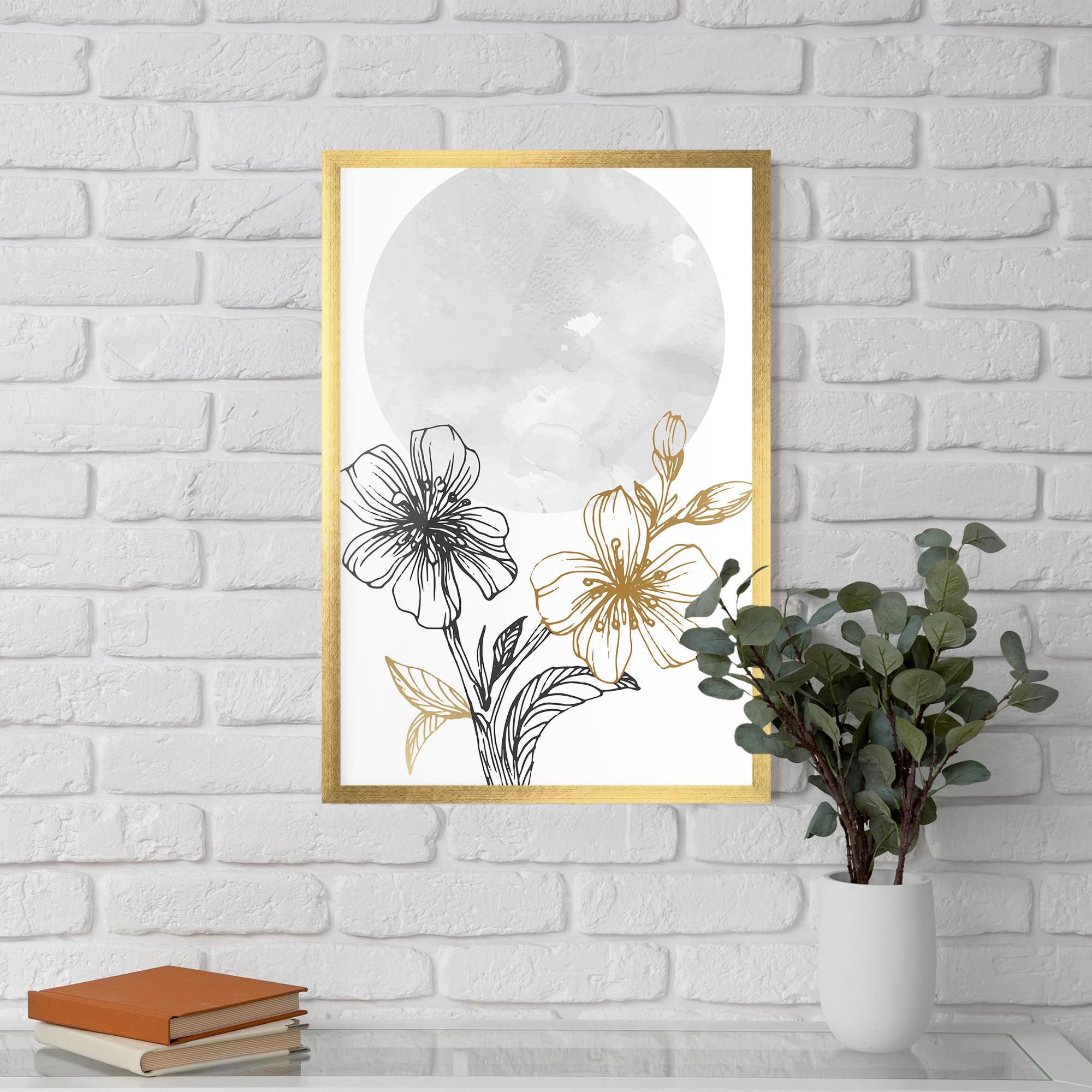 Рамкиран постер Grey Moon Flowers mockup 5