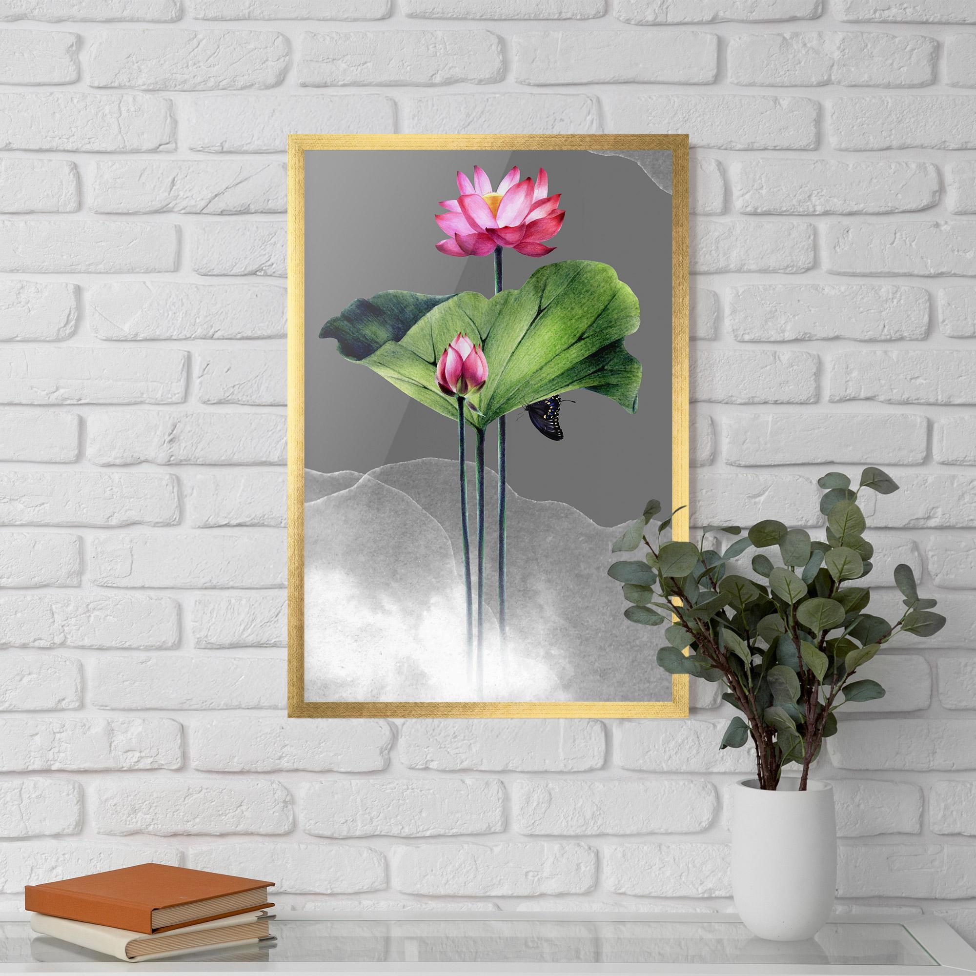 Рамкиран постер Pink Lotus Art mockup 5