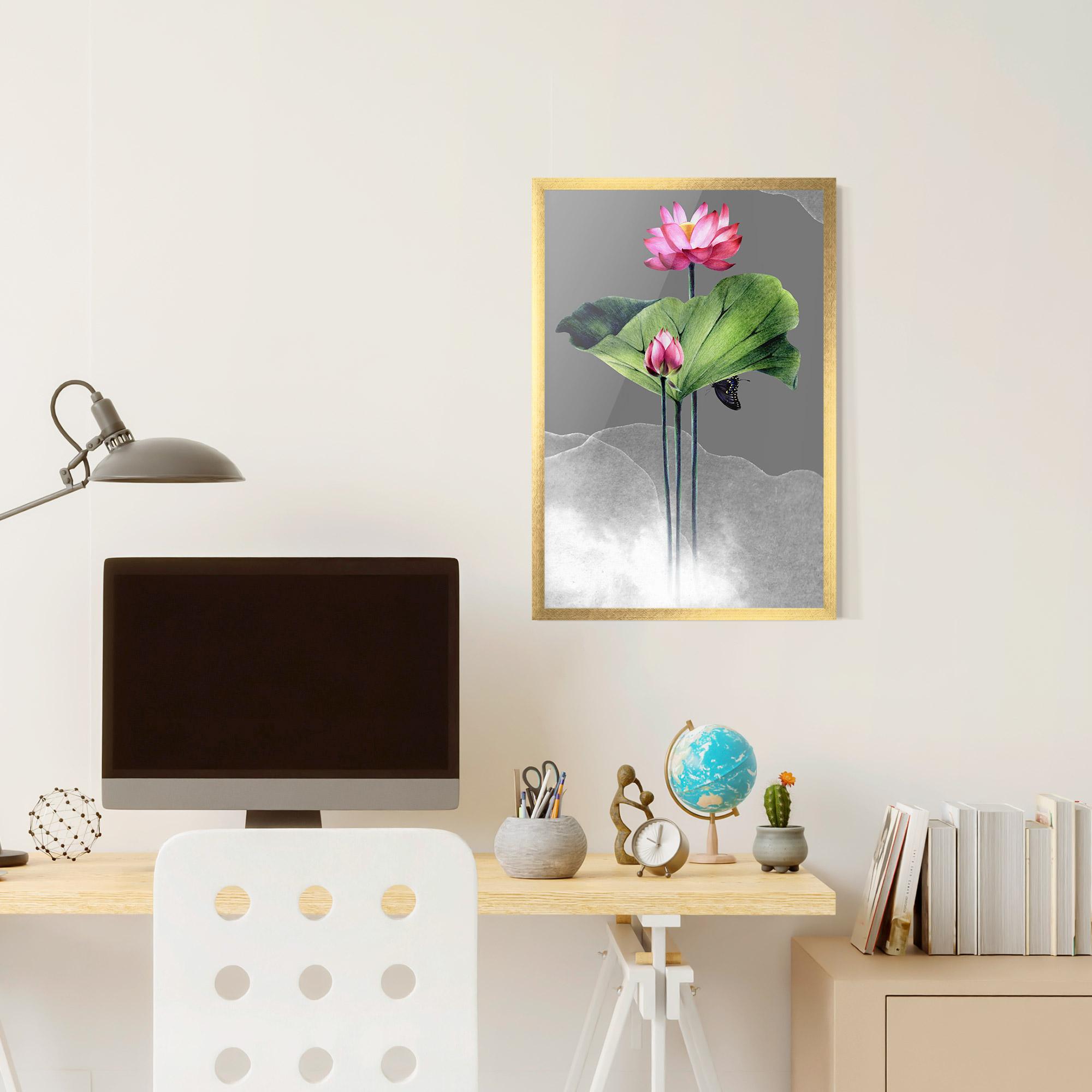Рамкиран постер Pink Lotus Art mockup 6