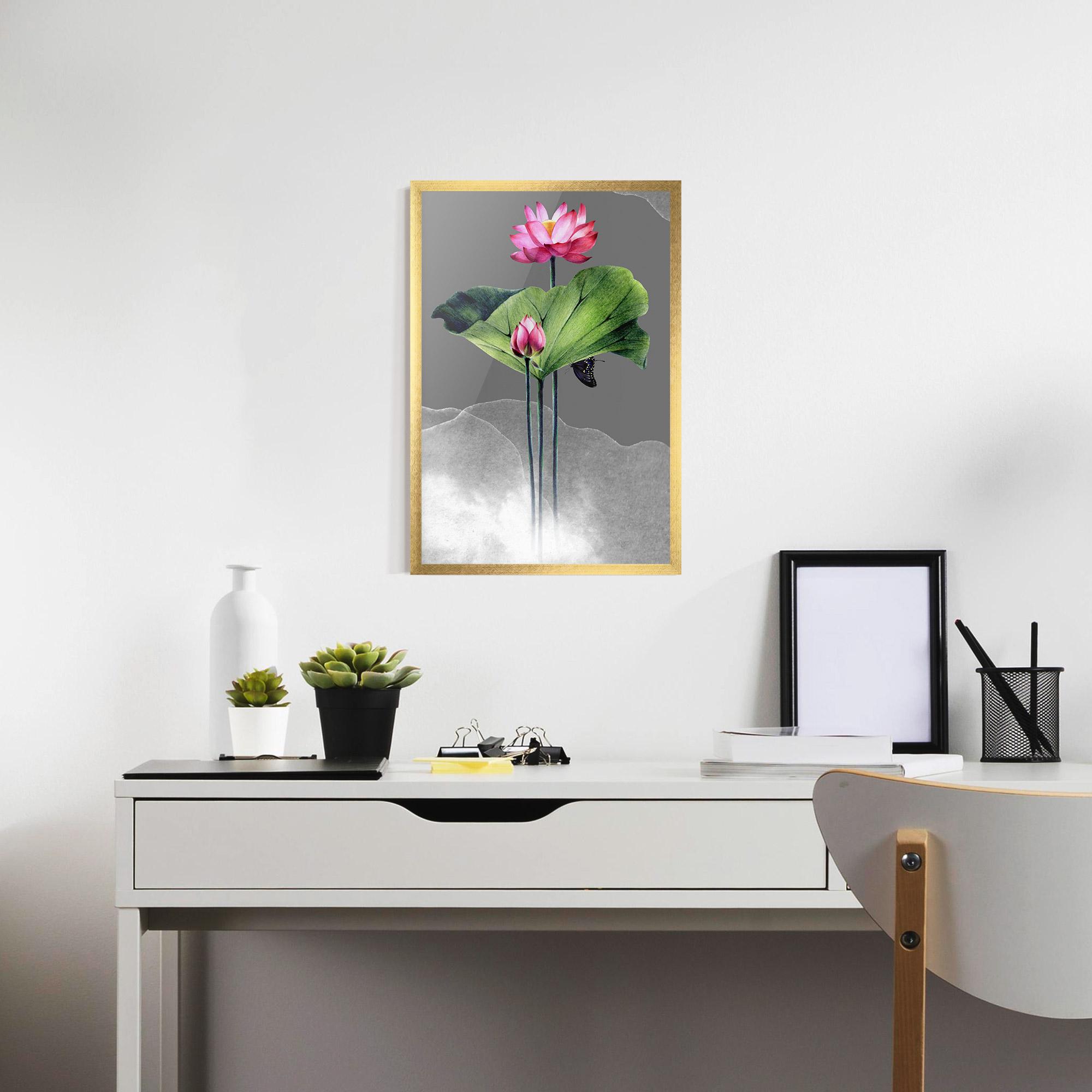 Рамкиран постер Pink Lotus Art mockup 7