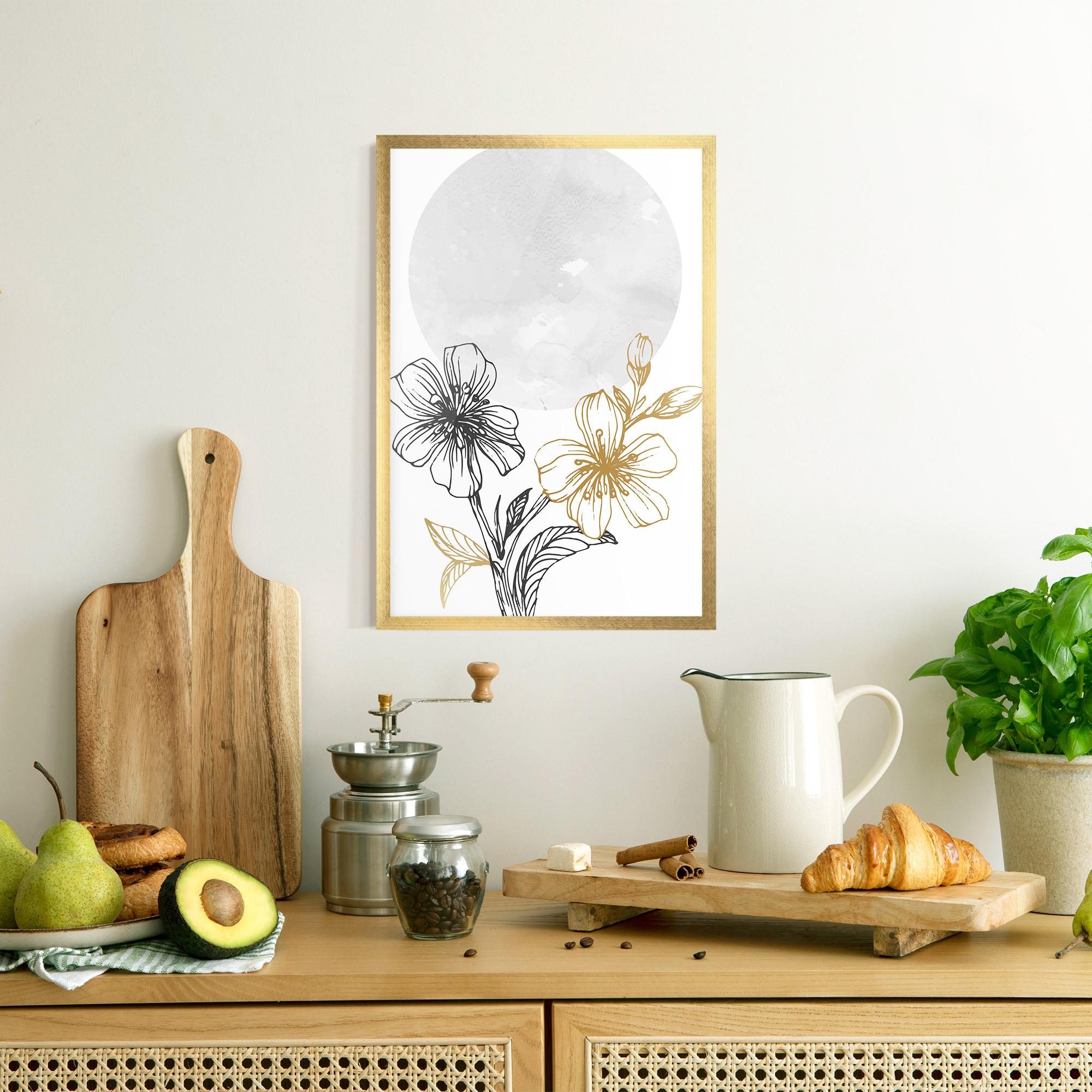 Рамкиран постер Grey Moon Flowers mockup 8