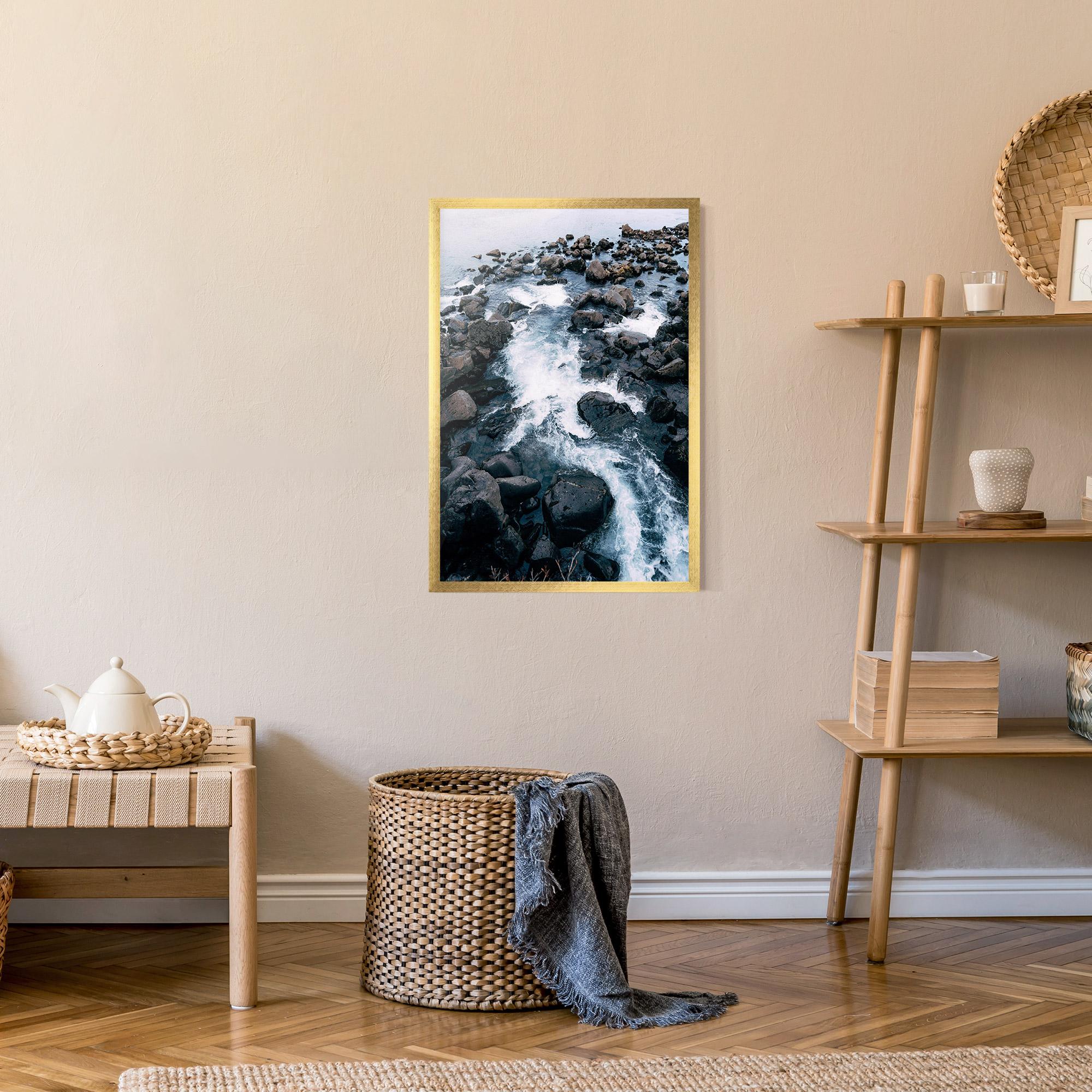 Рамкиран постер Mountain River Rock mockup 9