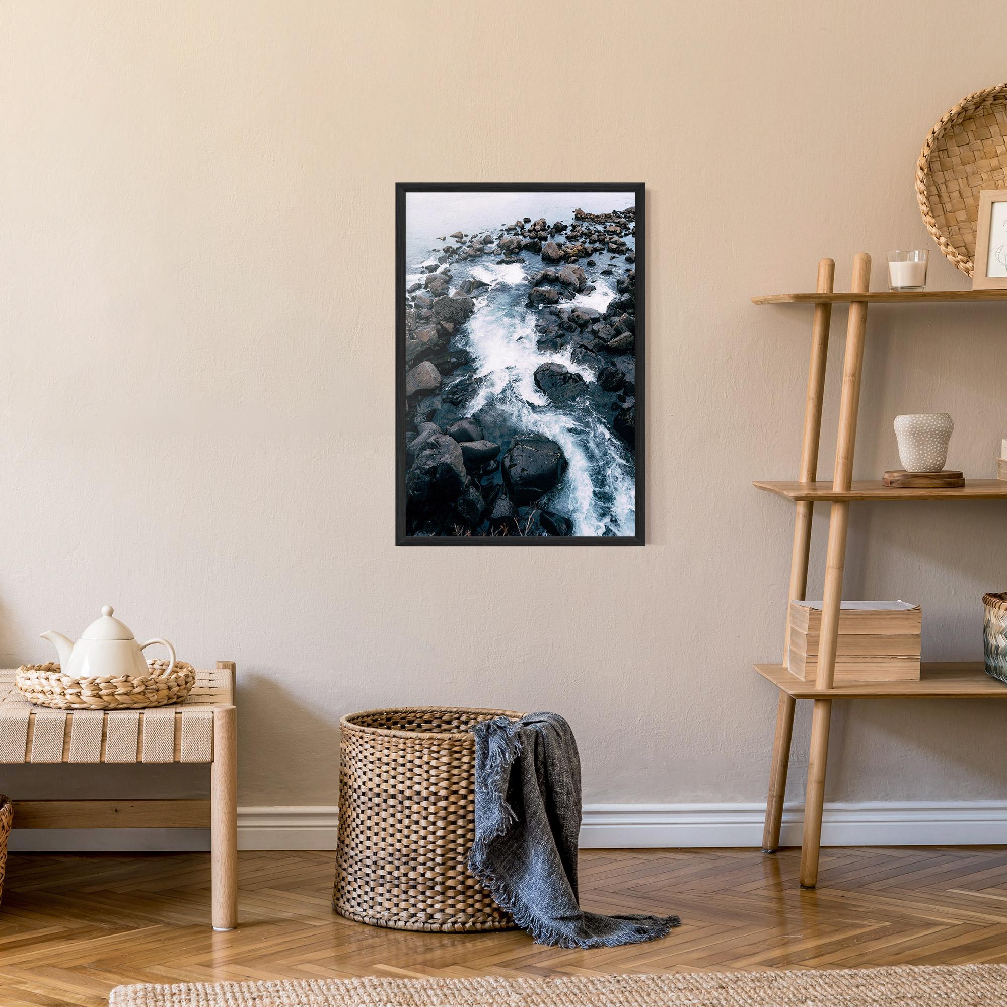 Рамкиран постер Mountain River Rock mockup 9