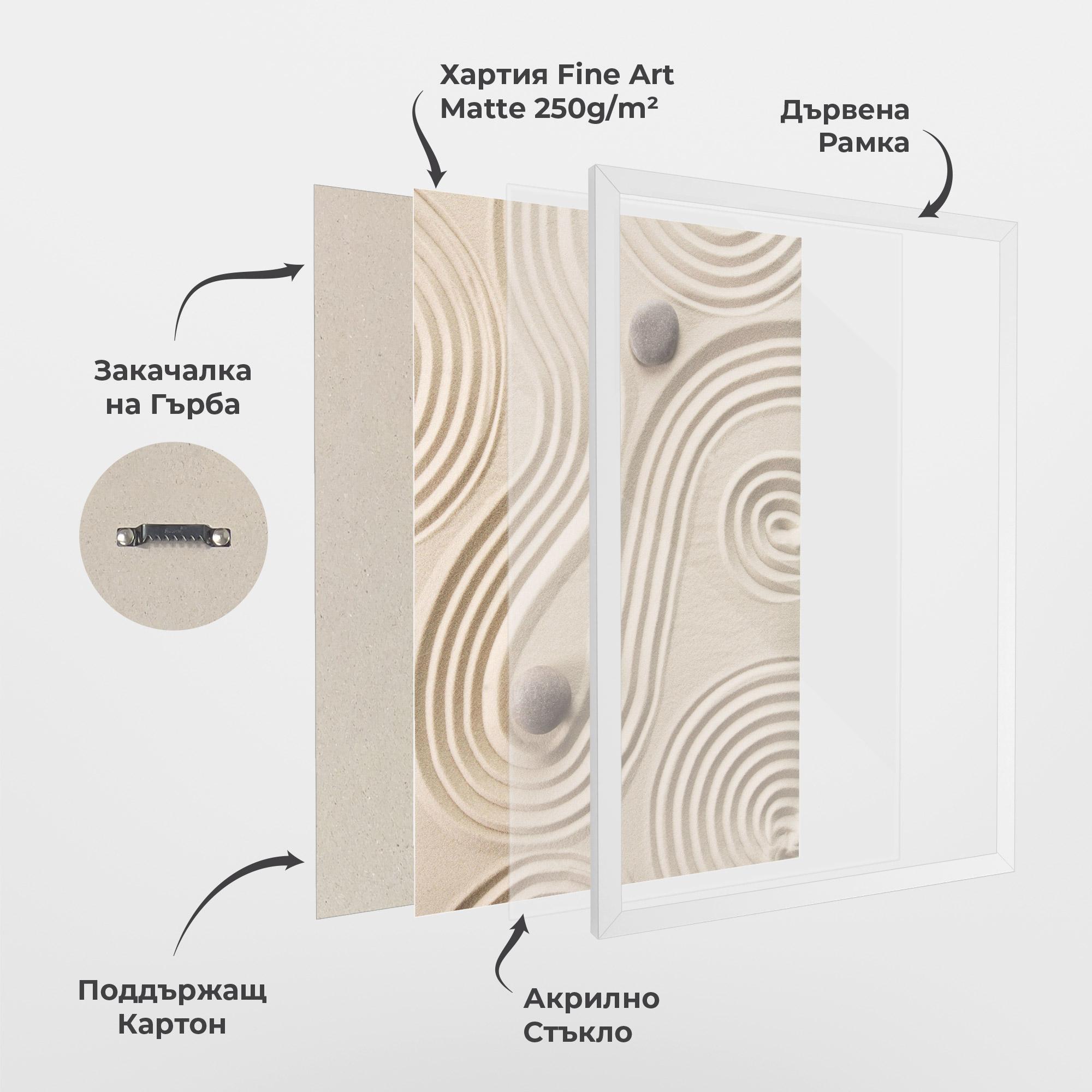 Рамкиран постер Cream Zen Stones mockup 1