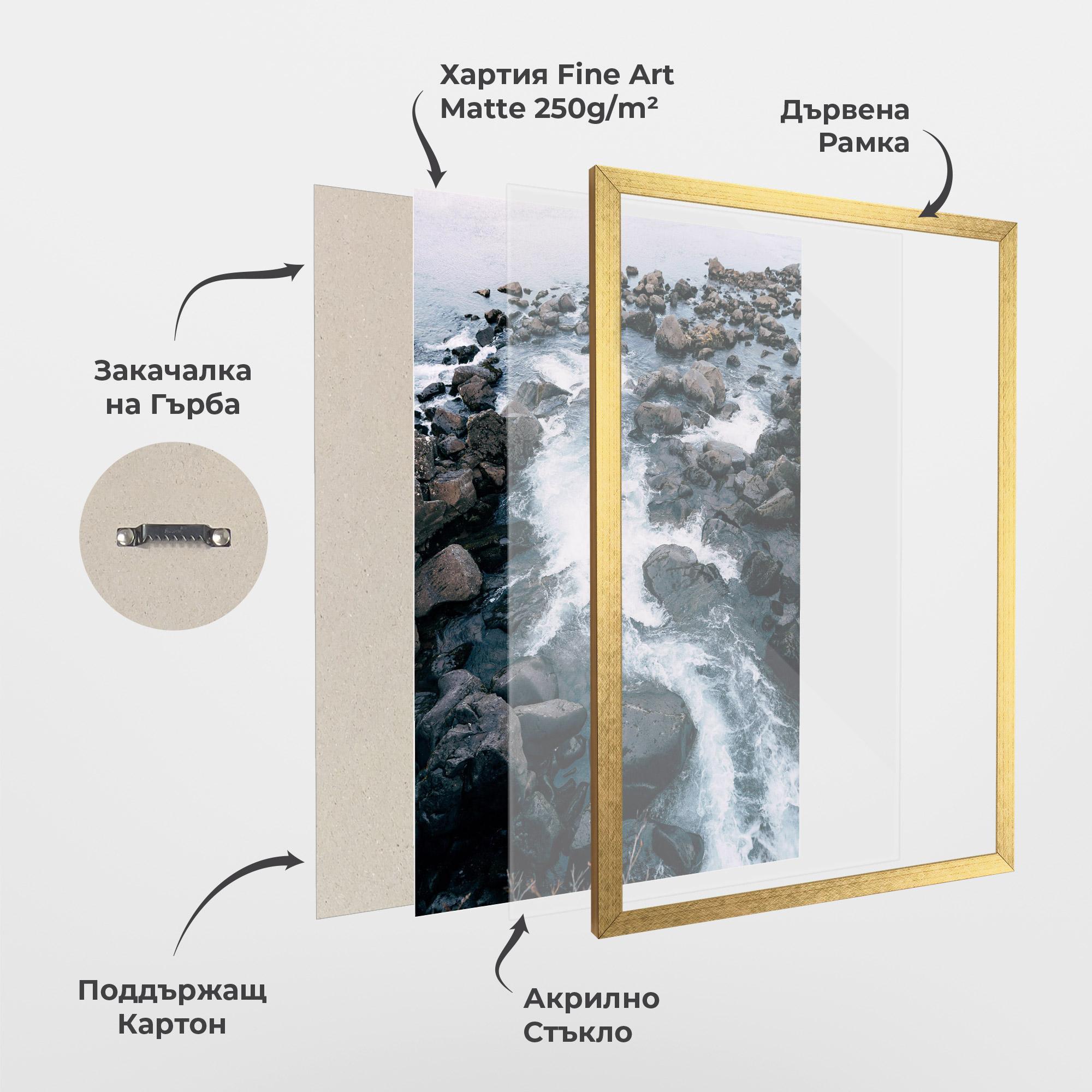 Рамкиран постер Mountain River Rock mockup 1