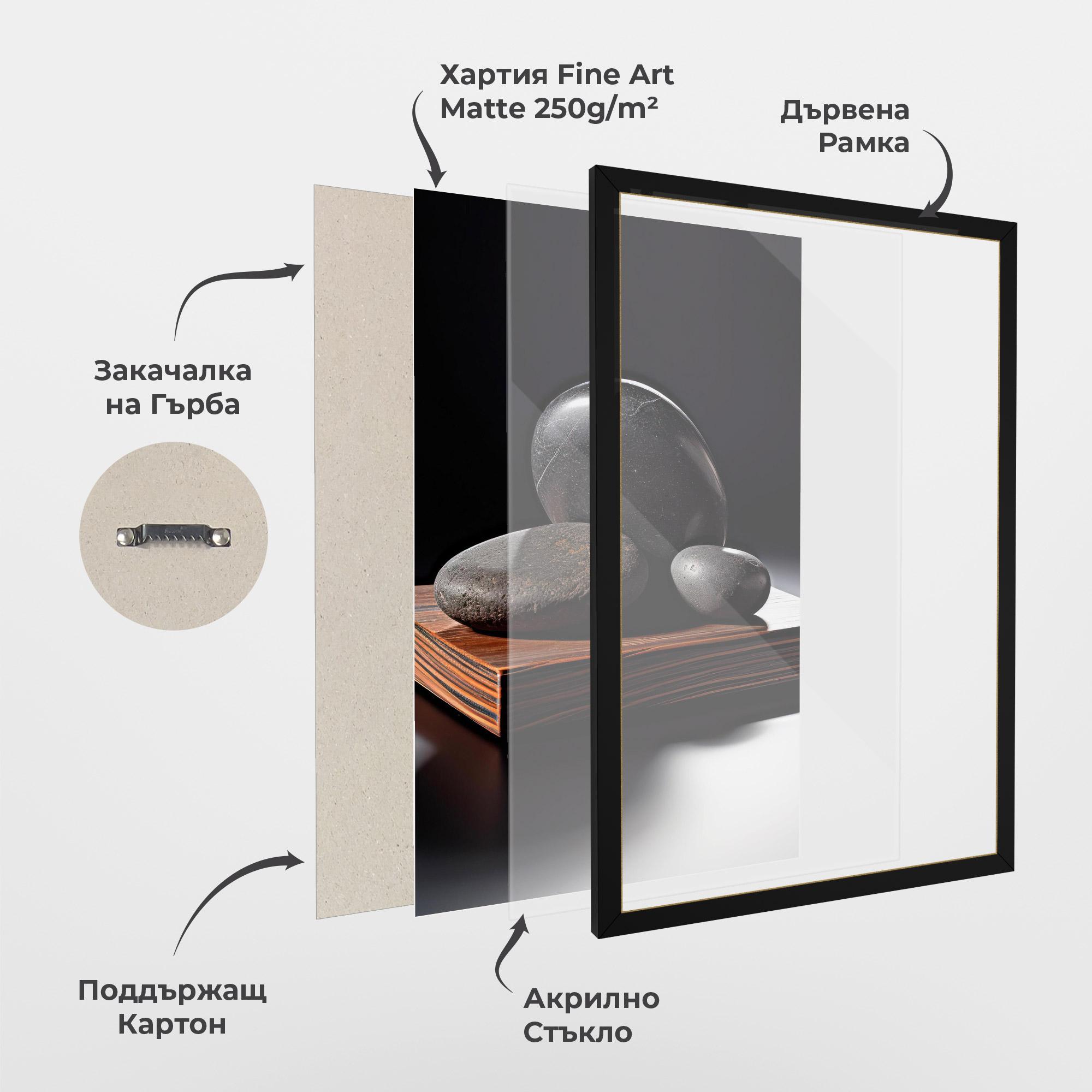 Рамкиран постер Black Zen Stones mockup 1