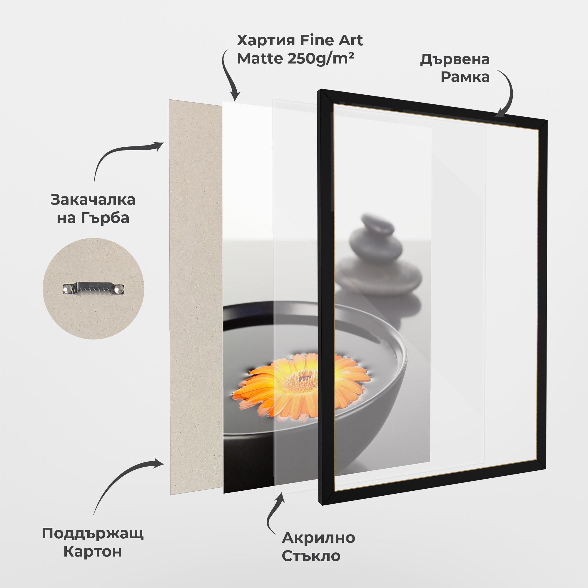 Рамкиран постер Stone Orange Flower mockup 1