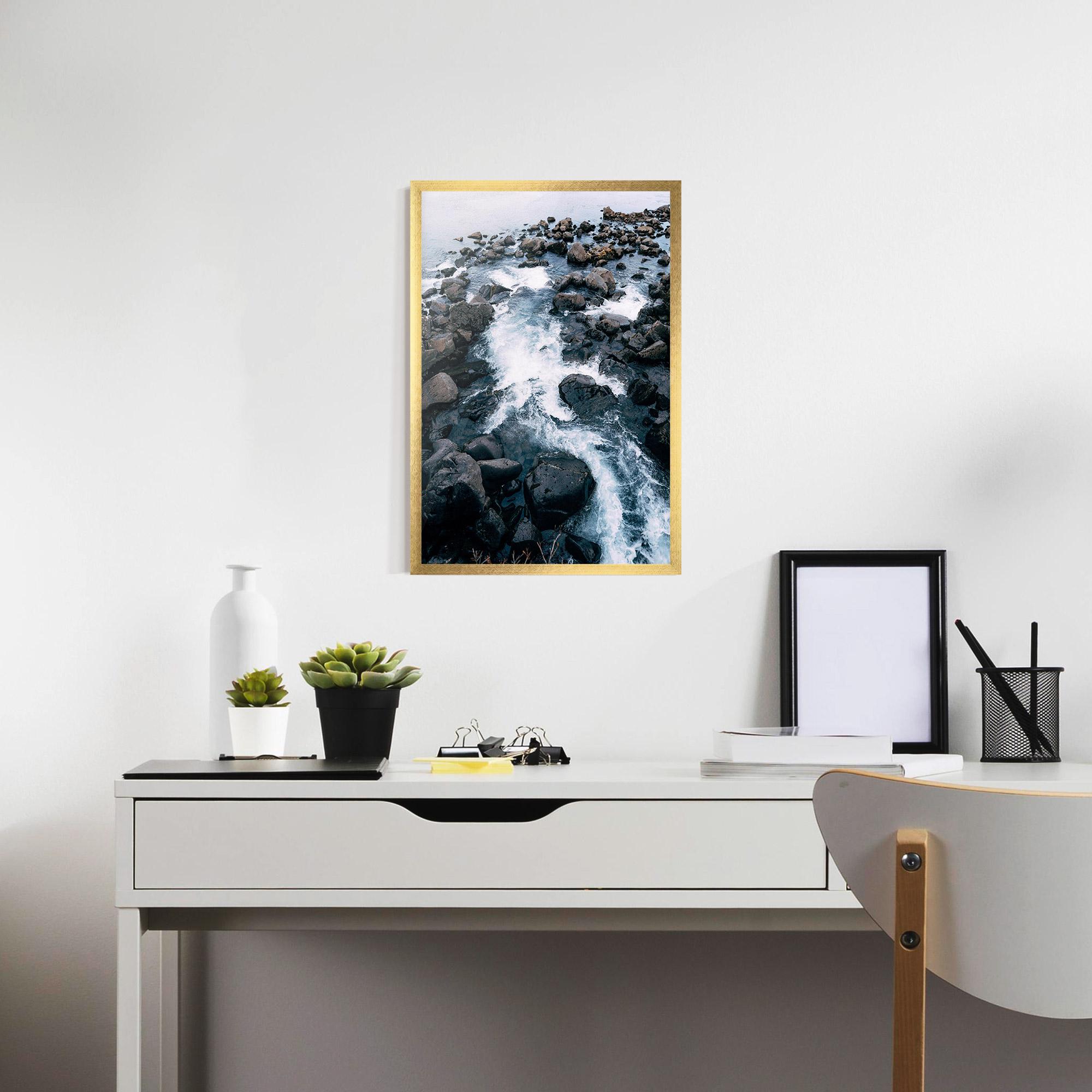 Рамкиран постер Mountain River Rock mockup 7